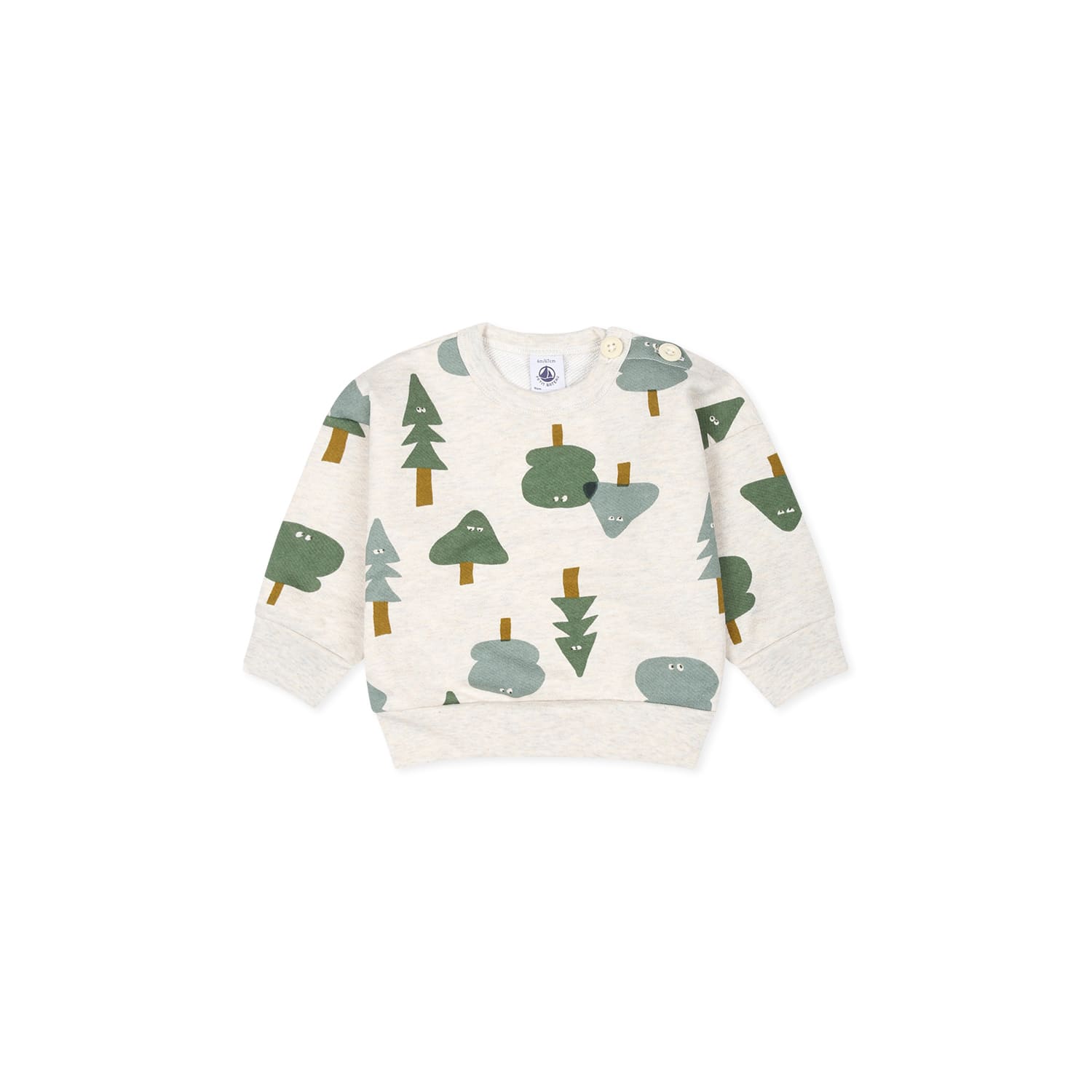 Petit Bateau Grey Sweatshirt For Babykids With Tree Print