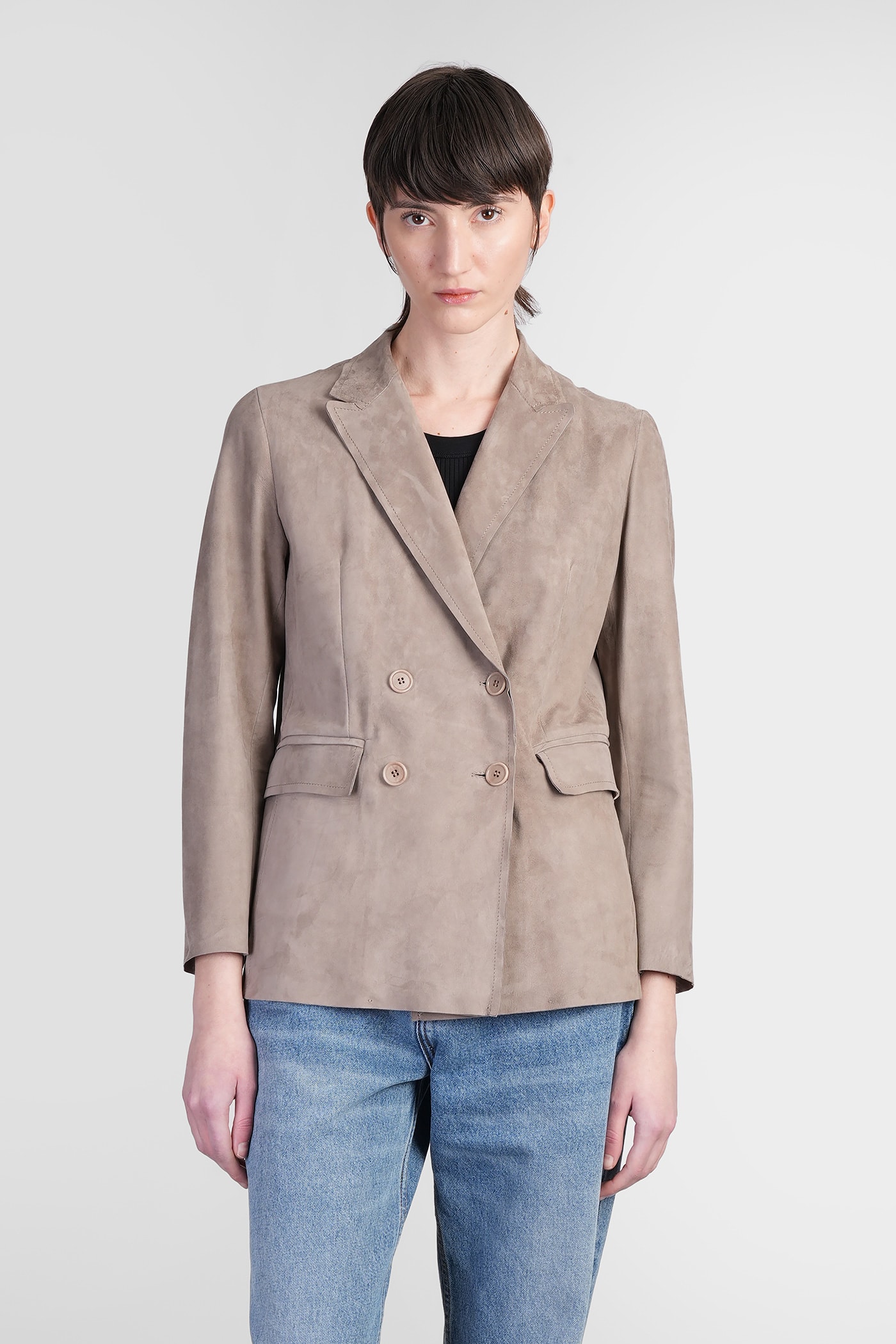 Salvatore Santoro Leather Jacket In Taupe Leather