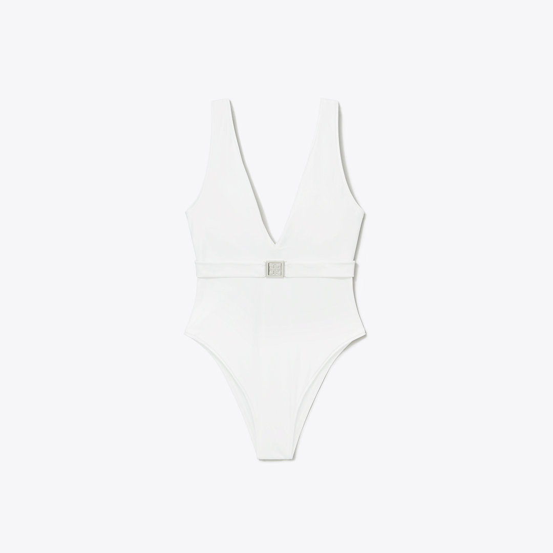 Tory Burch Belted Logo Swimsuit
