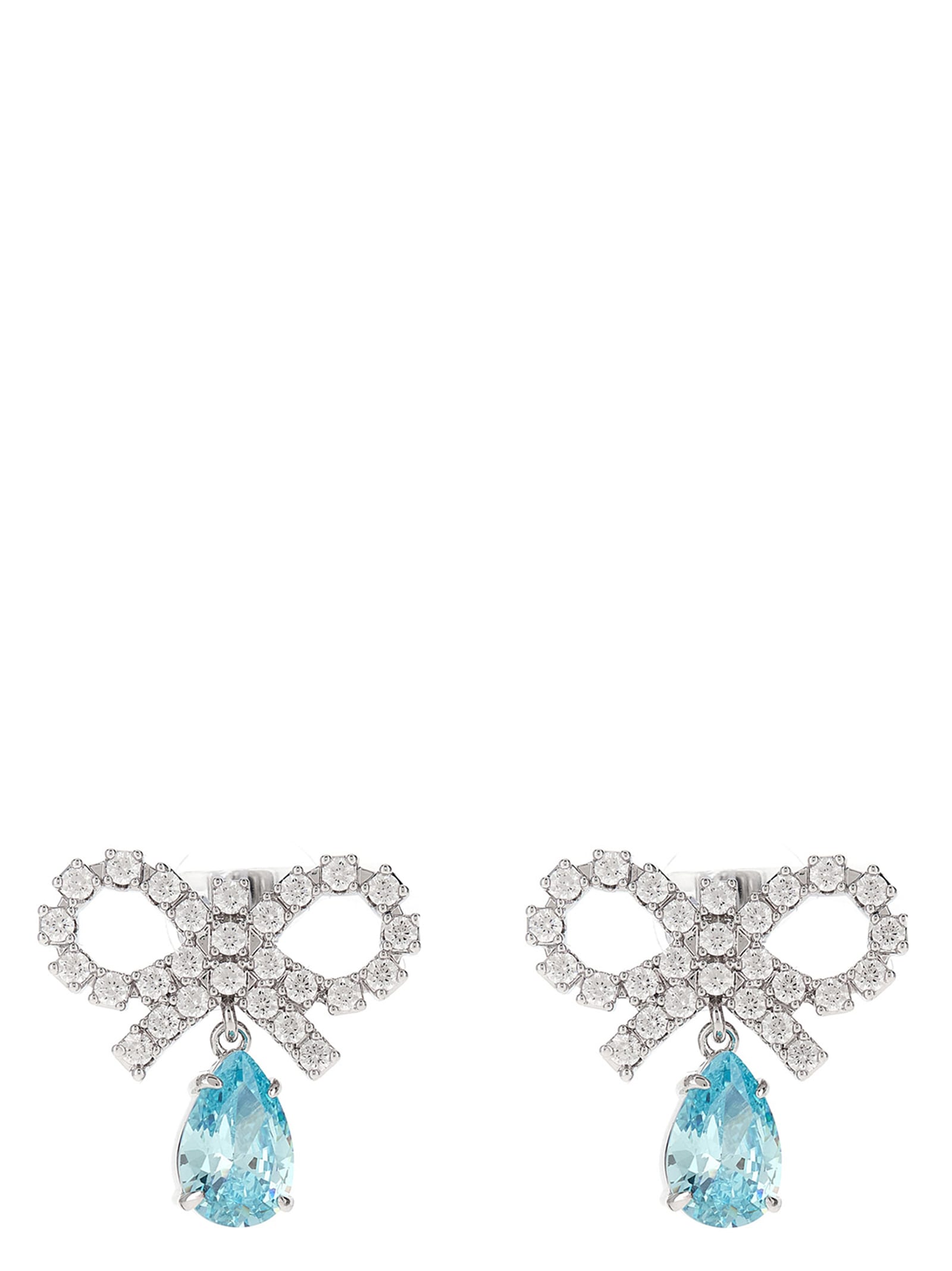 self-portrait micro Bow Pink Droplet Earrings
