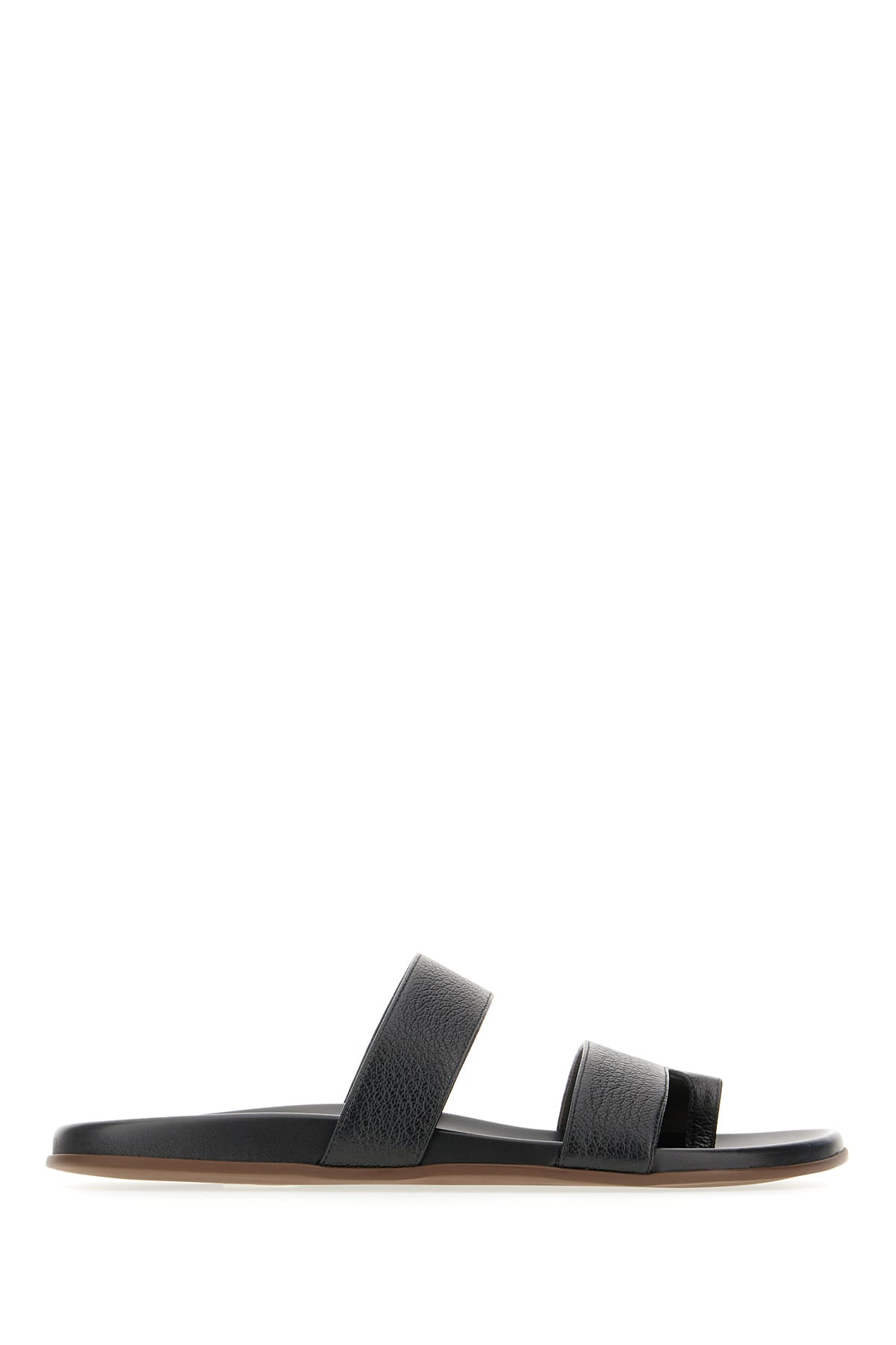 The Row Black Leather Thong Sandals