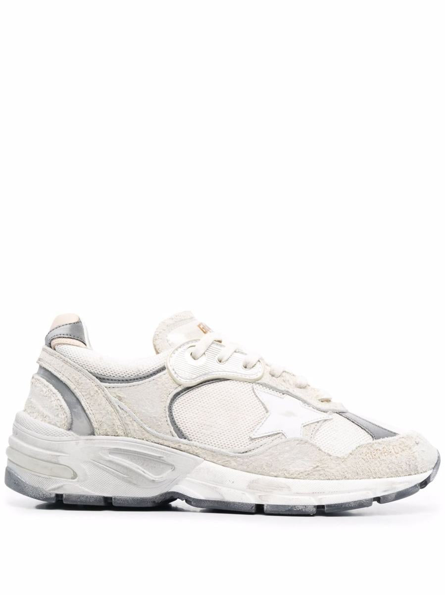 Golden Goose Running Dad Net And Suede Upper Leather Star And Heel Suede Spur Shoes