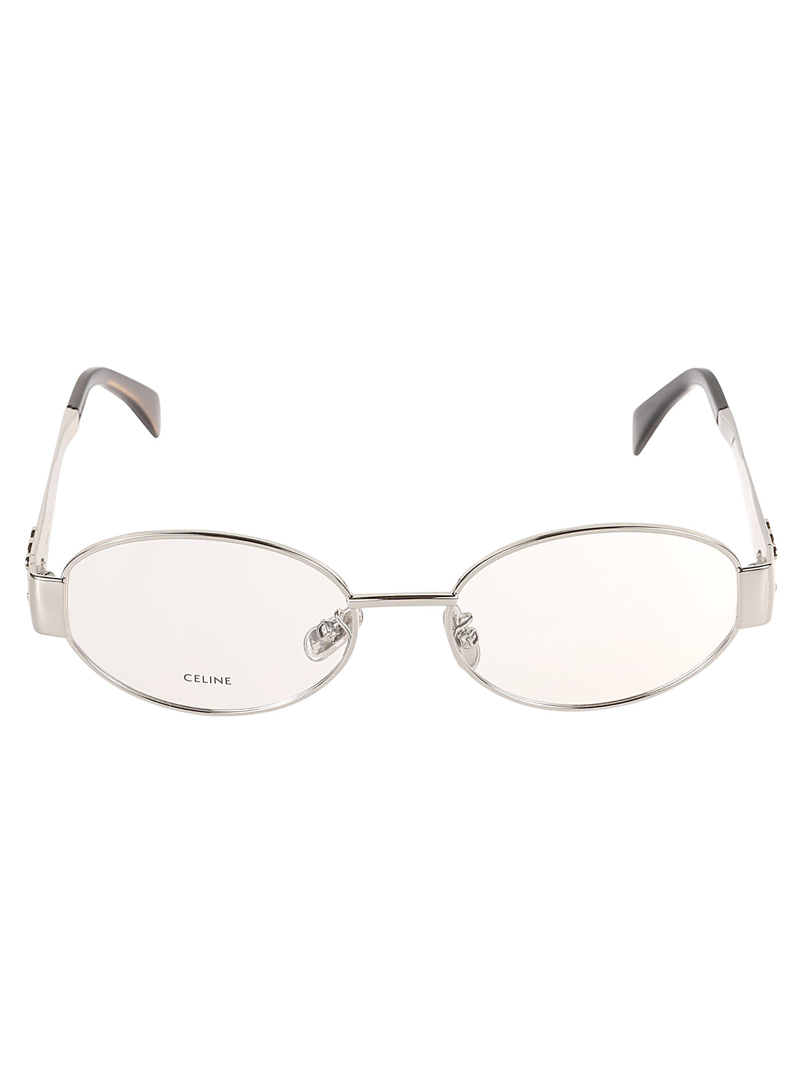 Celine Logo Embossed Oval Metal Frame Glasses