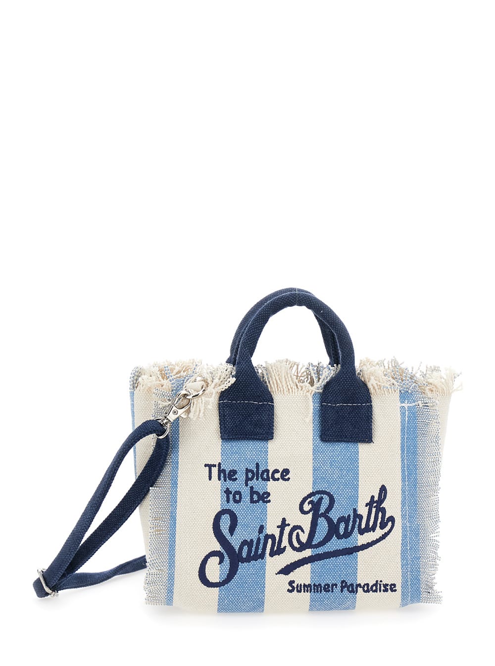 MC2 Saint Barth vanity Mini Multicolor Handbag With Adjustable And Removable Shoulder Strap And All-over Striped Motif In Cotton Girl