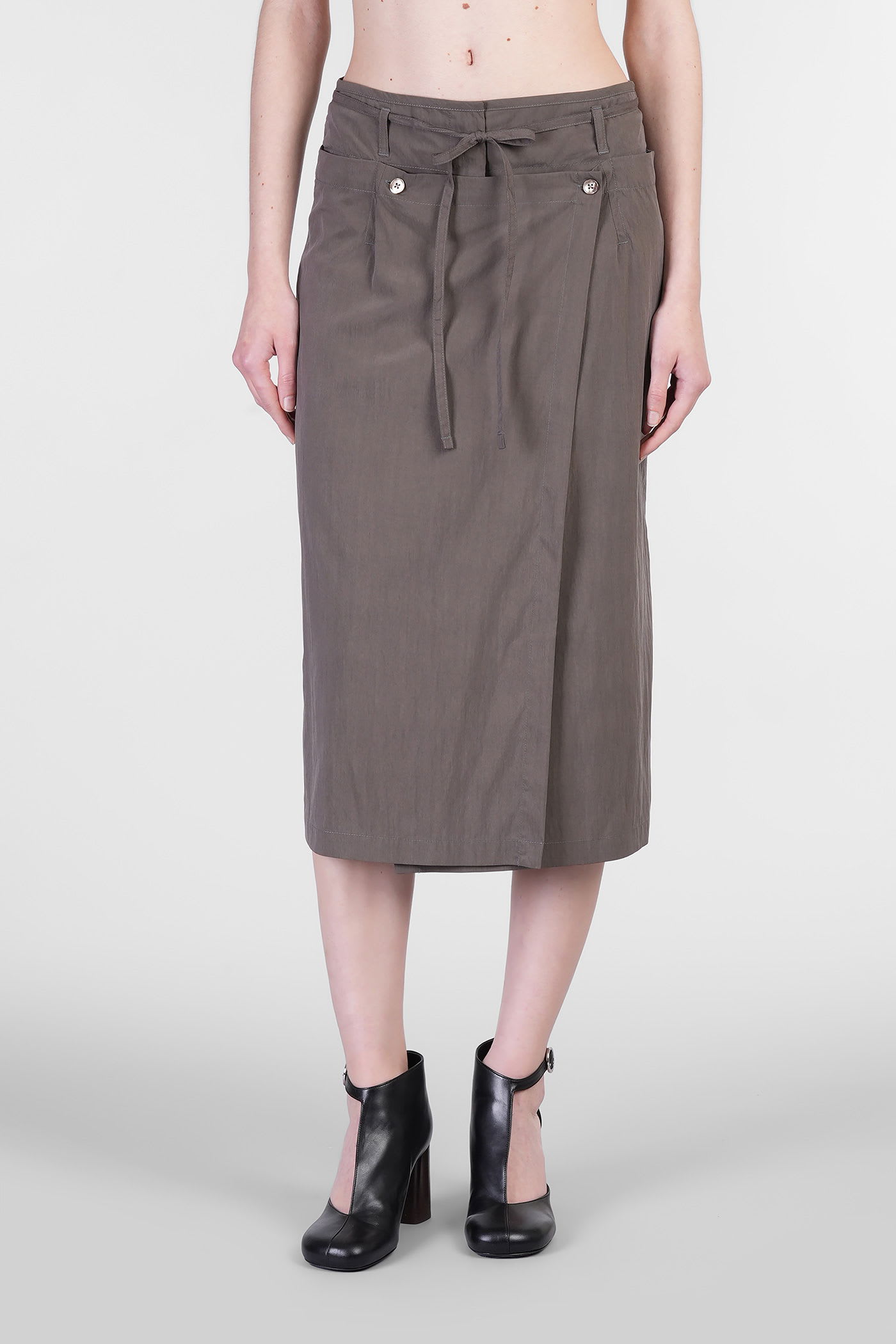 Lemaire Skirt In Brown Wool And Polyester
