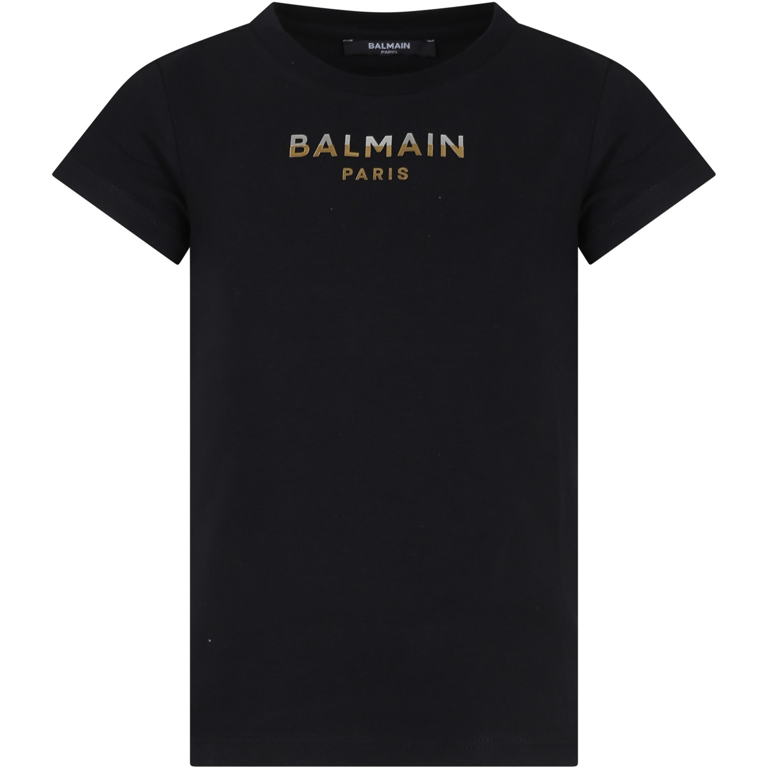 Balmain Black T-shirt For Girl With Logo