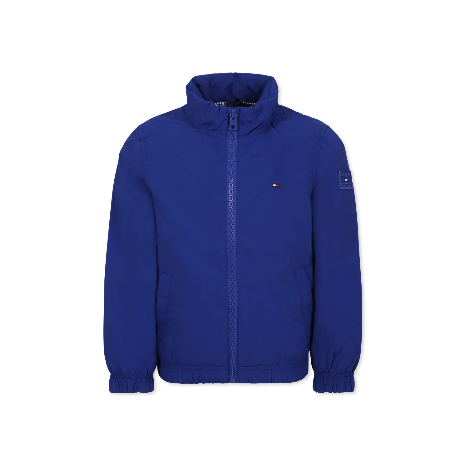 Tommy Hilfiger Blue Windbreaker Jacket For Boy With Logo