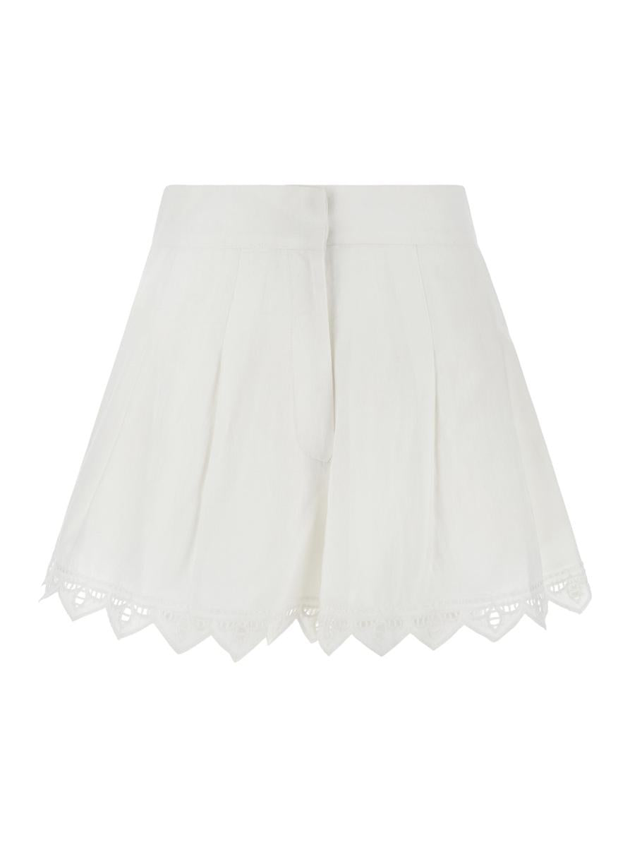 White Shorts With Trimmed Edges In Techno Fabric Woman