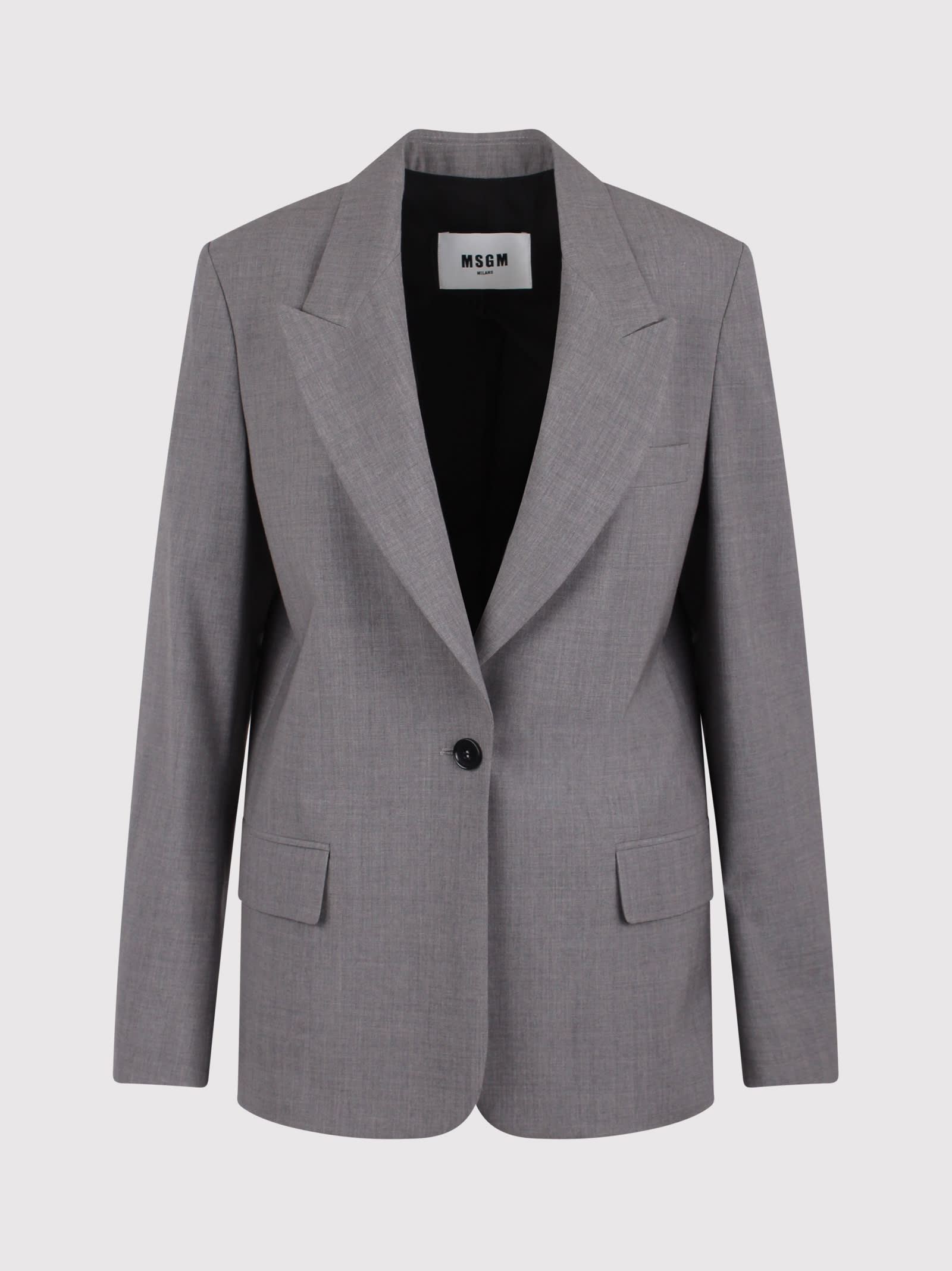 Msgm Single-breasted Blazer With Applique