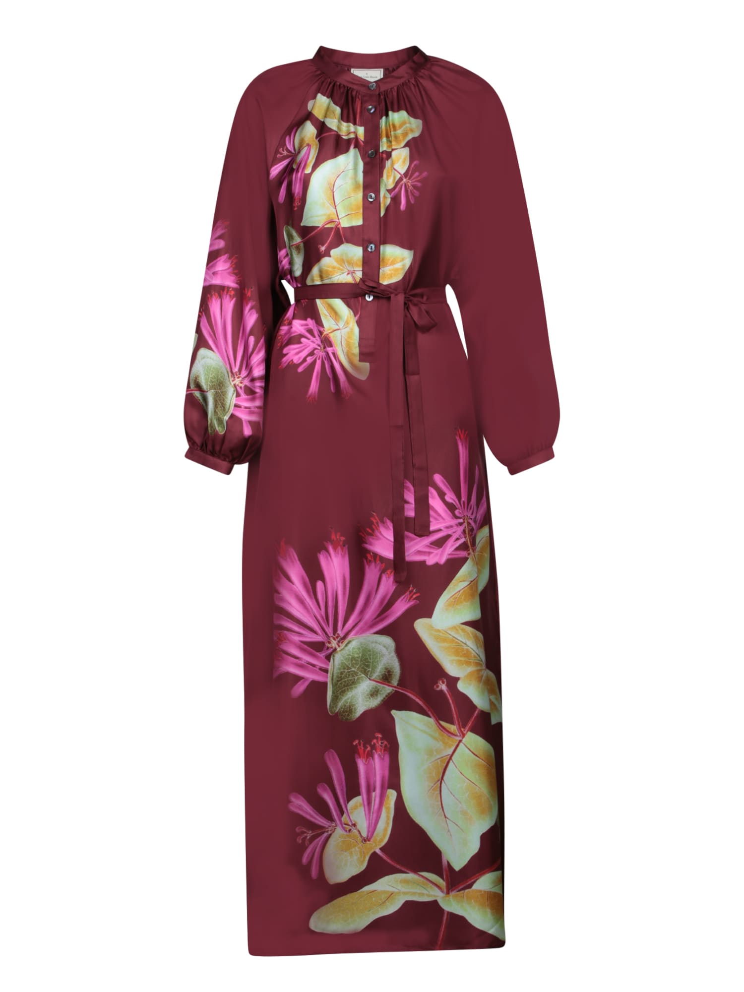 Pierre-Louis Mascia Floral Burgundy Long Dress