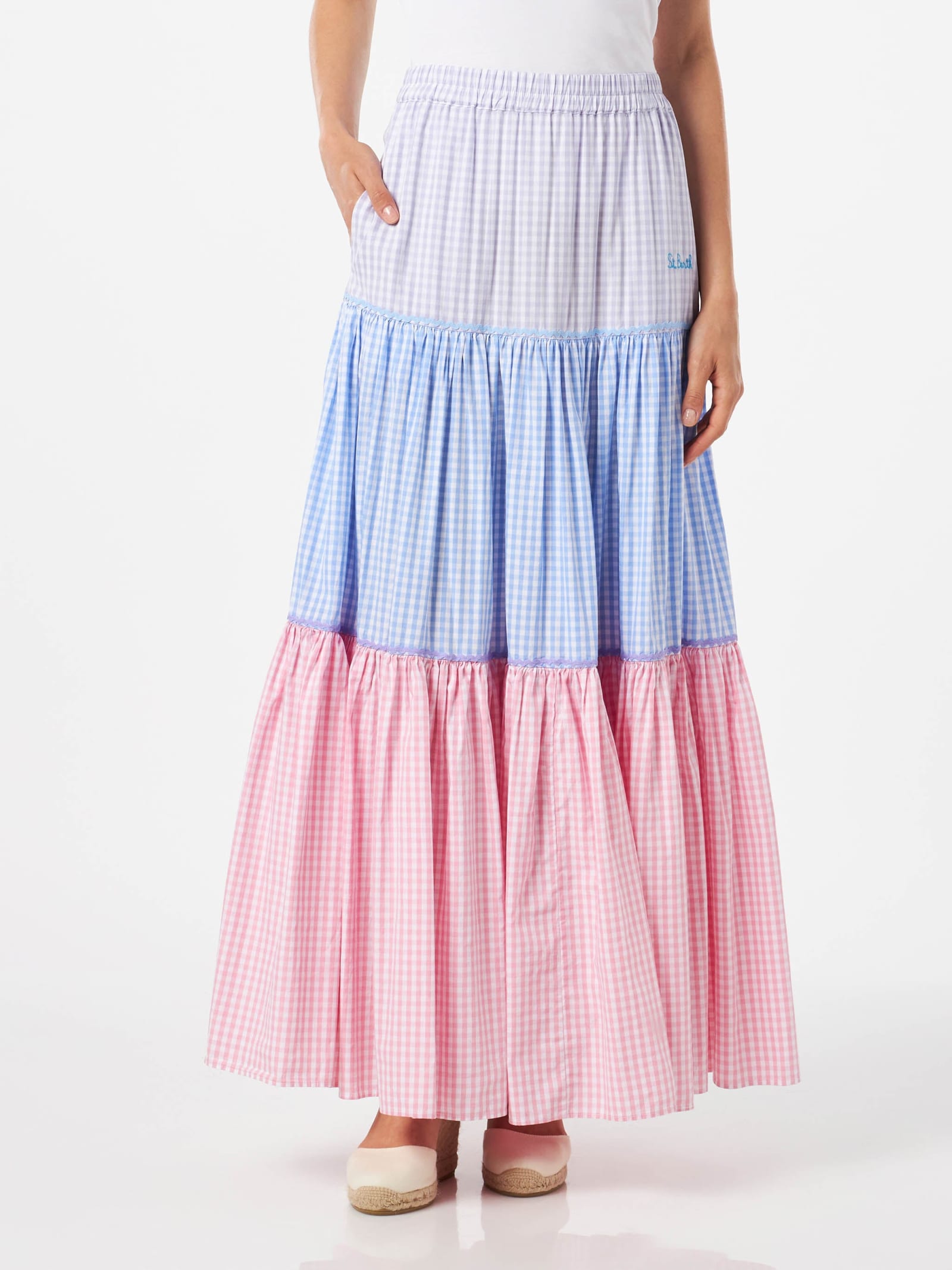 MC2 Saint Barth Gingham Print Cotton Skirt