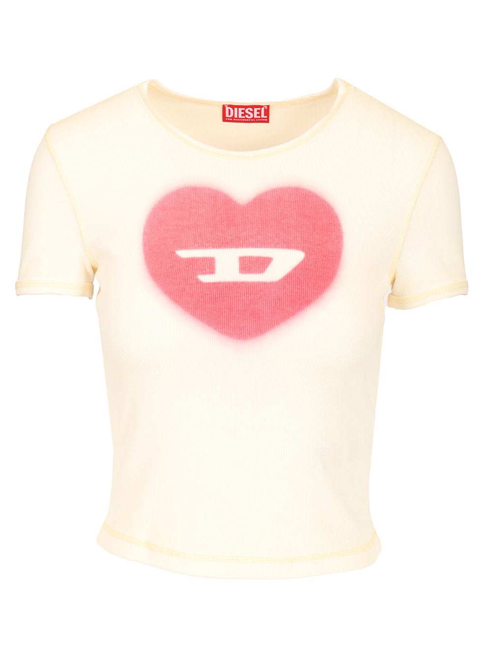 Diesel T-shirt With Heart D Watercolor Effect