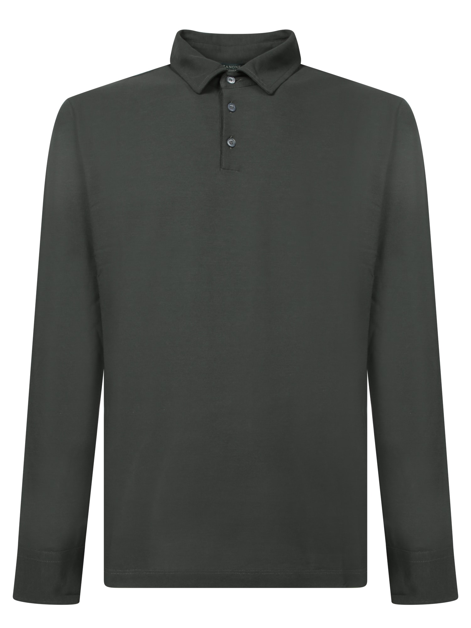 Zanone Long Sleeve Green Crepe Polo