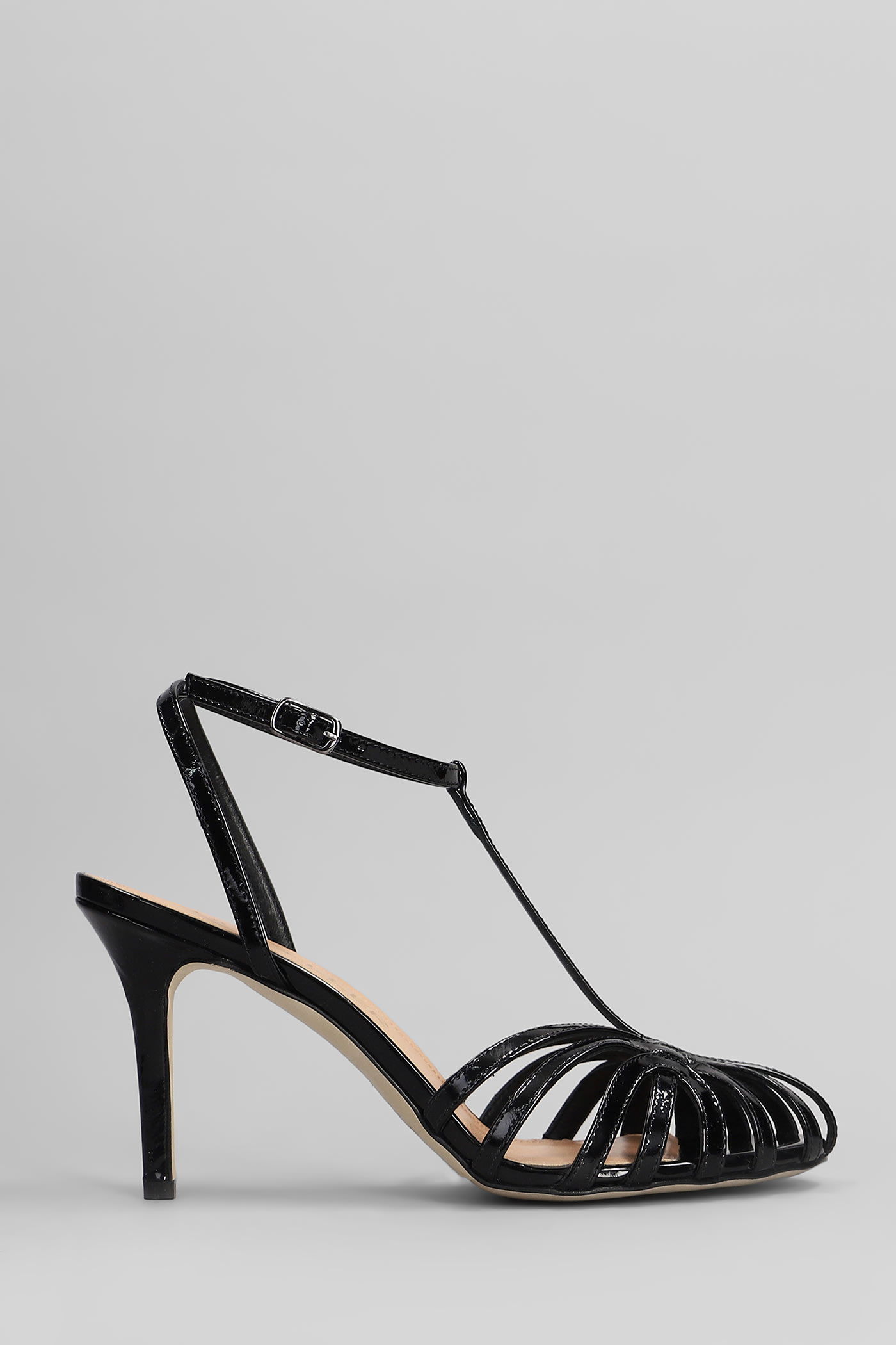 The Seller Sandals In Black Patent Leather