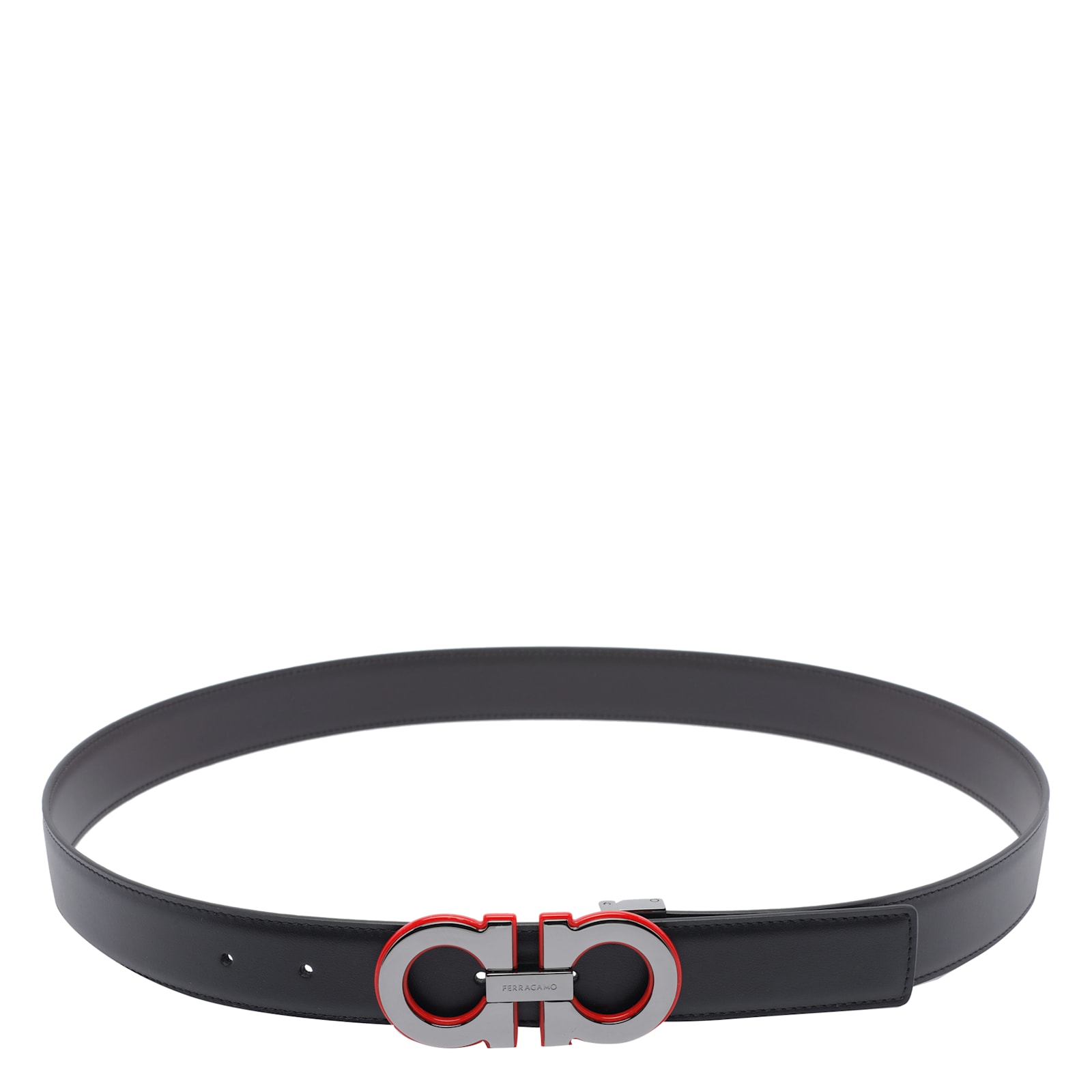 Ferragamo Adjustable Gancini Logo Belt