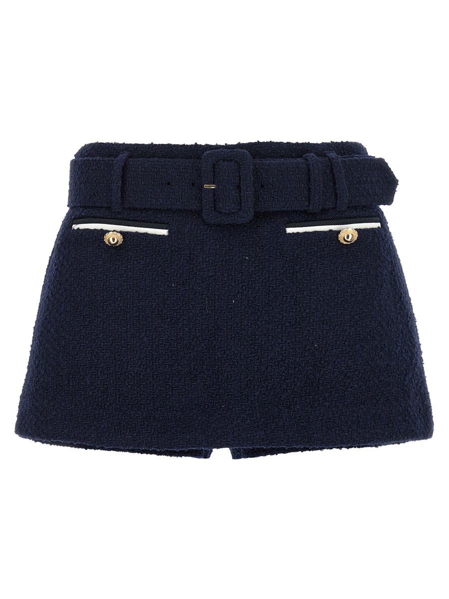 Self-Portrait Bouclé Wool Skort