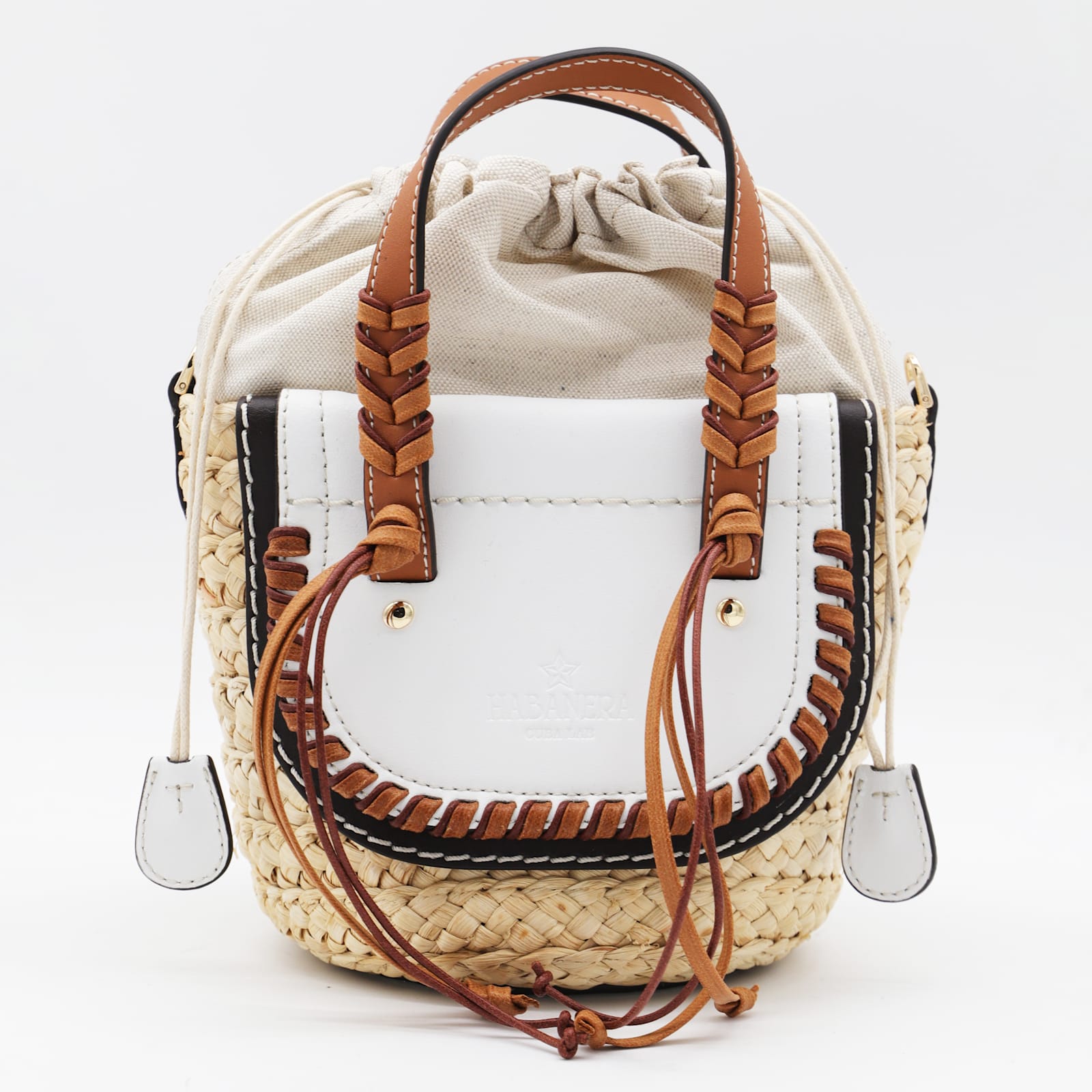 Cuba Lab White Leather Habanera Satchels Bag