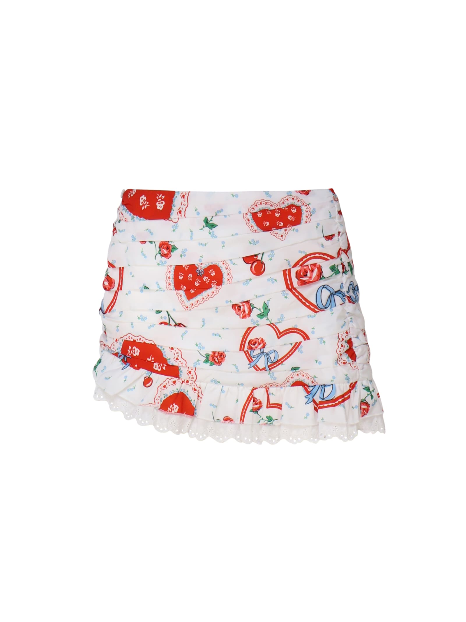 For Love & Lemons Asymmetric Mini Skirt With Retro Print