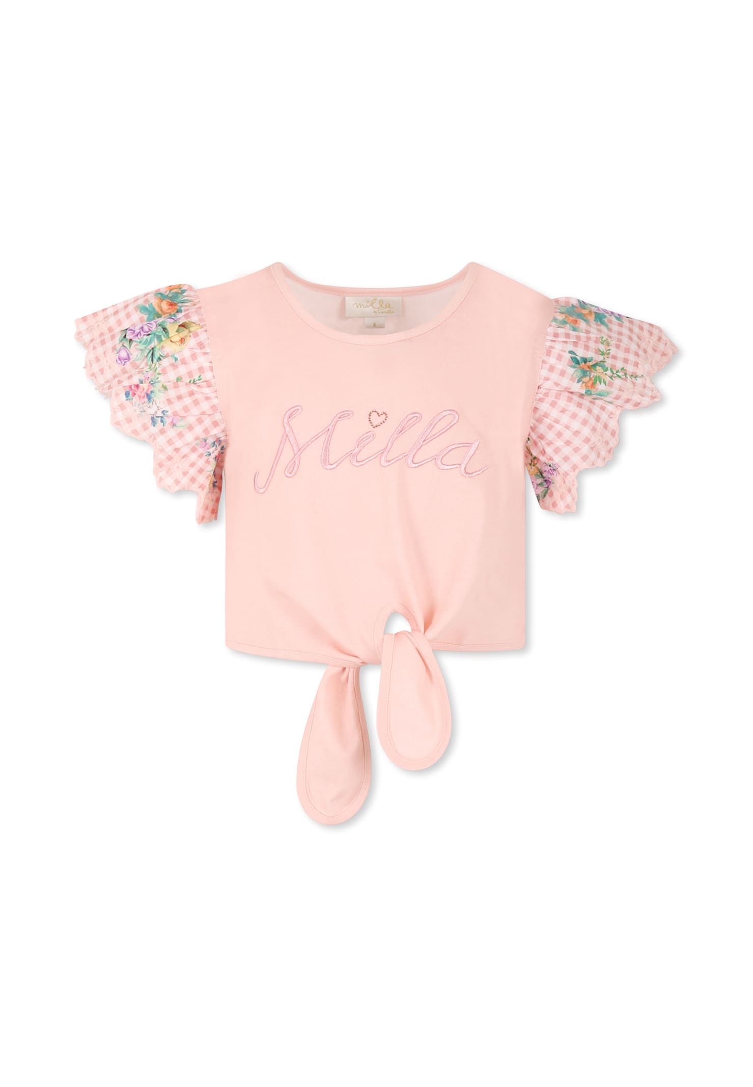 Camilla Pink Crop T-shirt For Girl With Logo