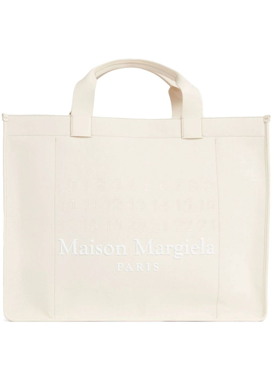 White Tote Bag With Logo Applied On The Front In Cotton Woman