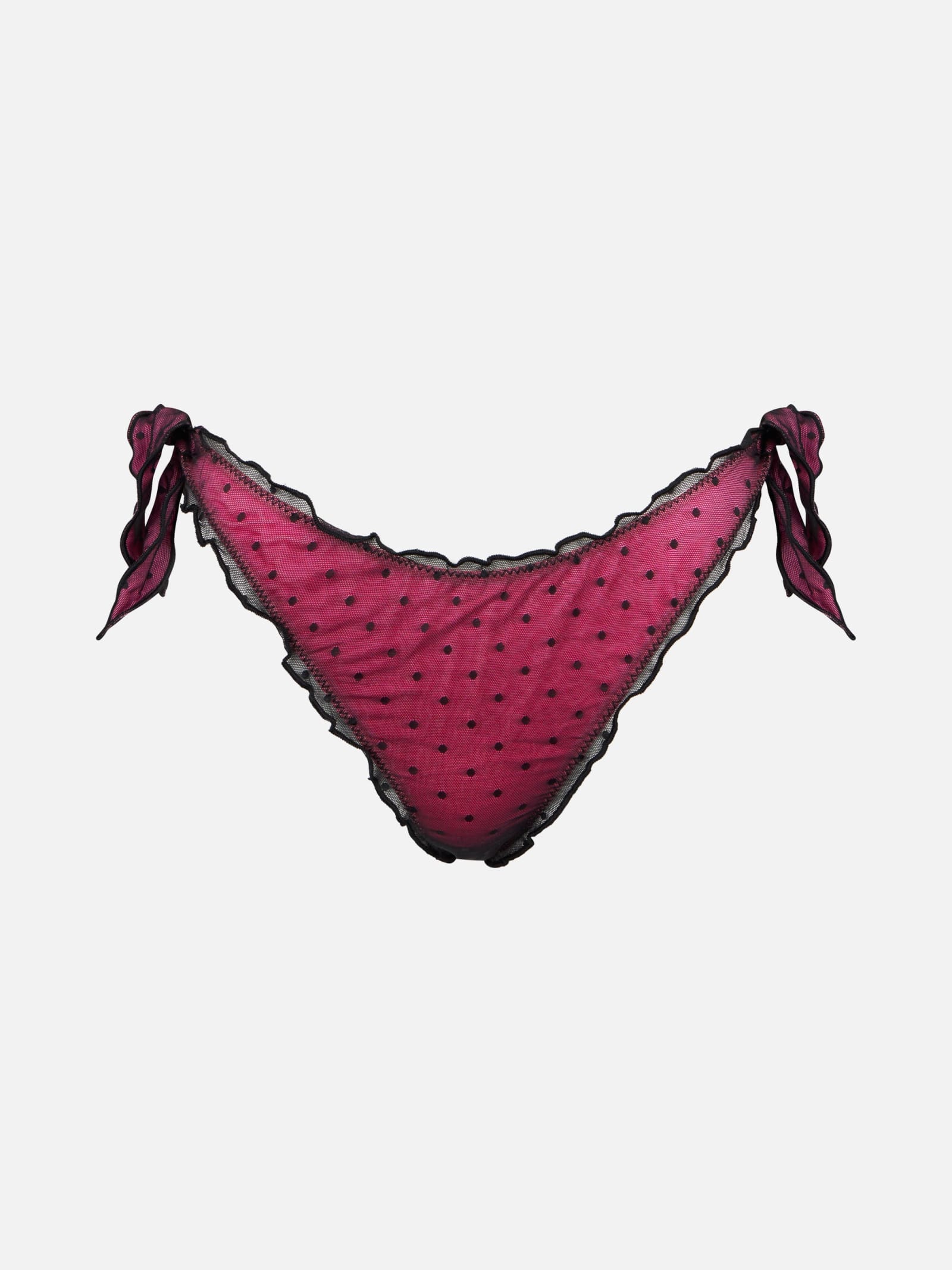 MC2 Saint Barth Woman Fluo Pink Ruffled Cheeky Swim Briefs