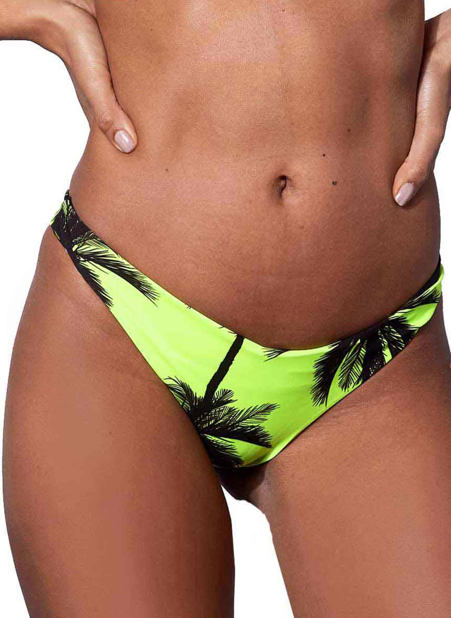 MC2 Saint Barth Palm Print Fluo Yellow Cheecky Swim Briefs