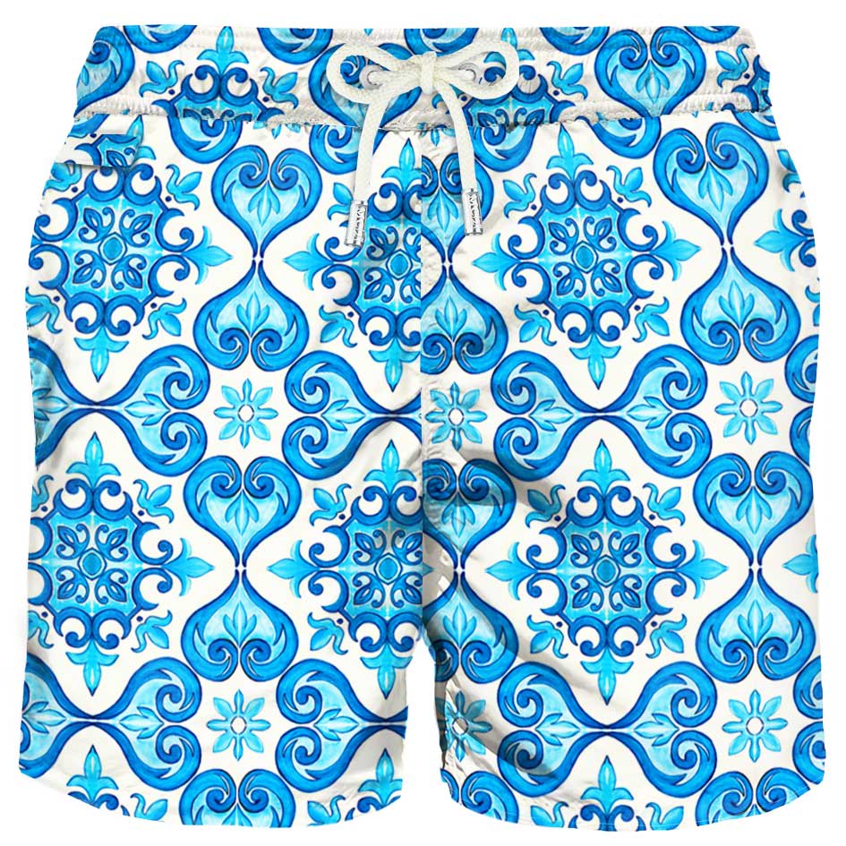 MC2 Saint Barth Light Fabric Man Swim Shorts Maiolica Print