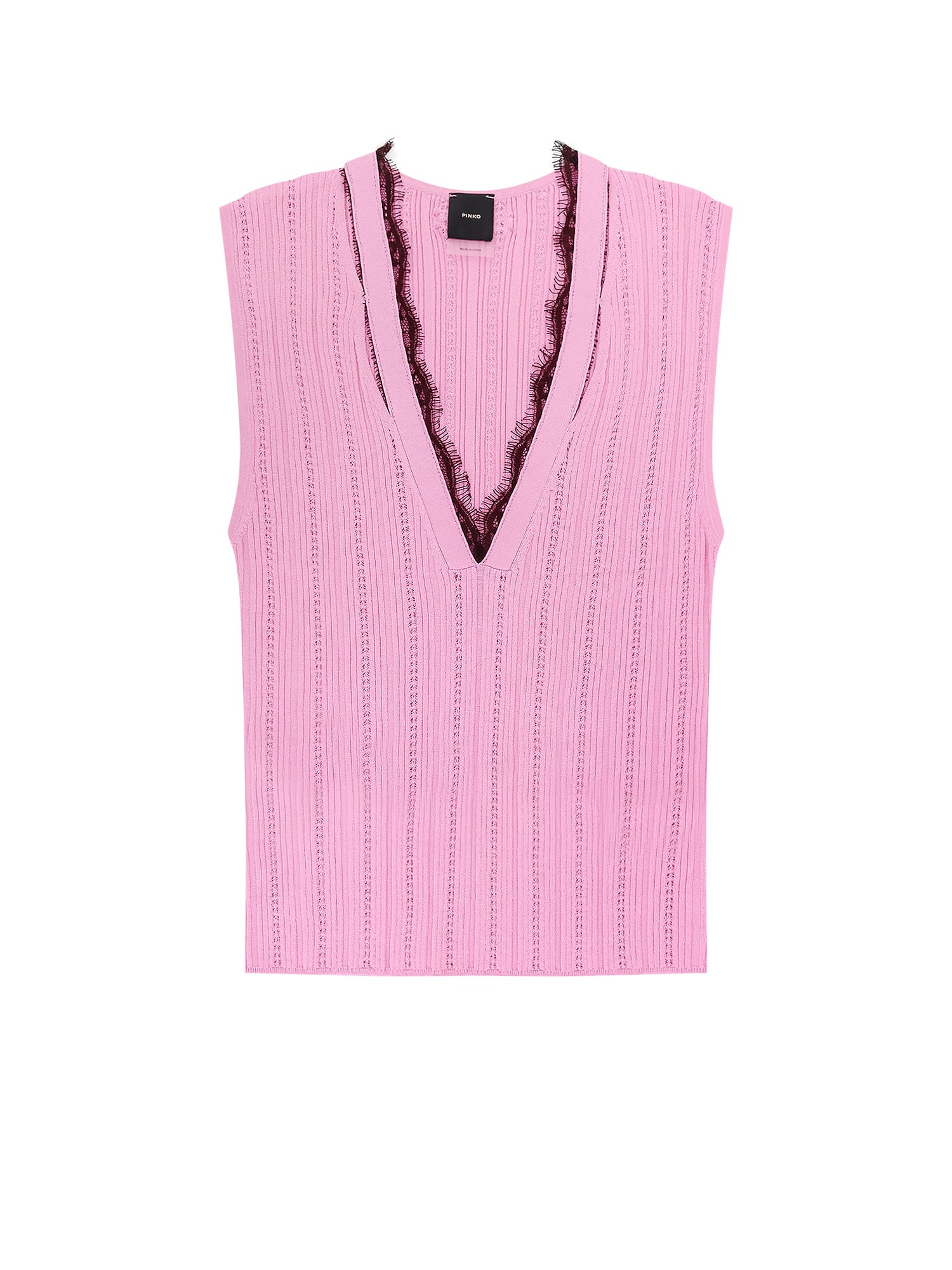 Pinko Montanaia Sleeveless Ribbed Viscose Blend Sweater