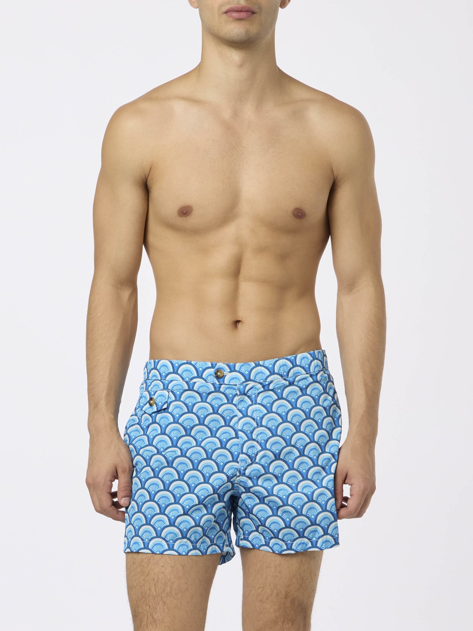 MC2 Saint Barth Man Comfort Swim Shorts With Geometric Print