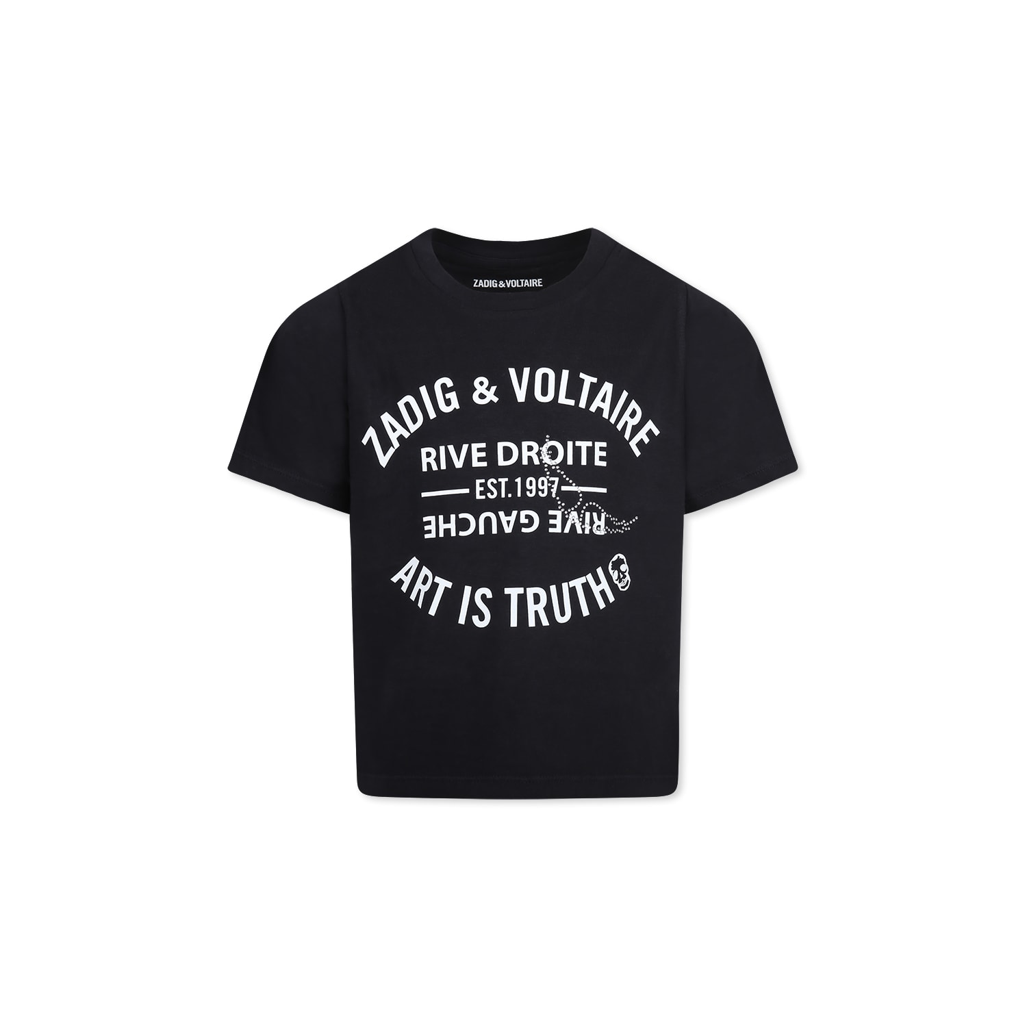 Zadig & Voltaire Black T-shirt For Girl With Logo And Writing