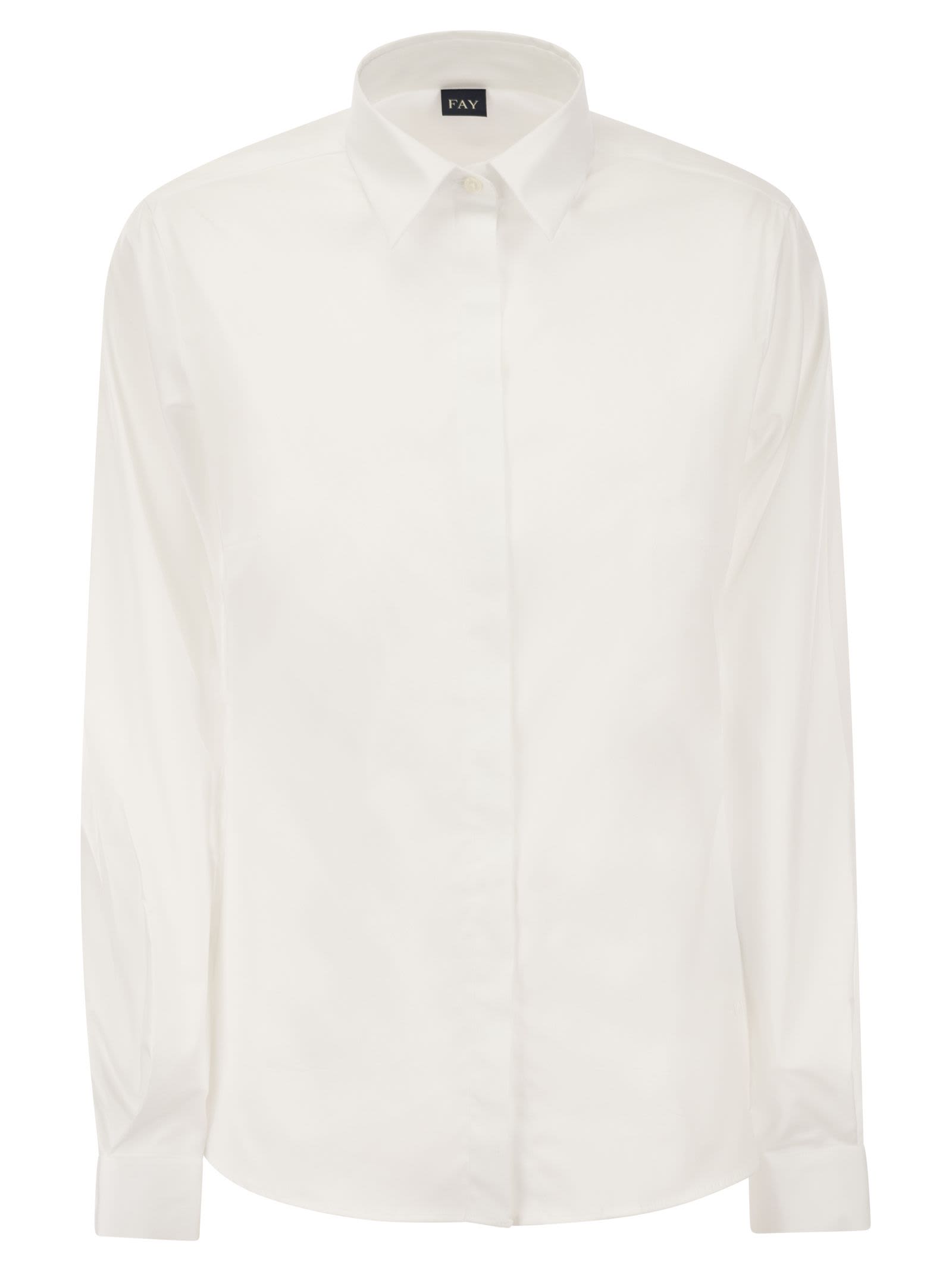 Fay Poplin Shirt With Italian Collar