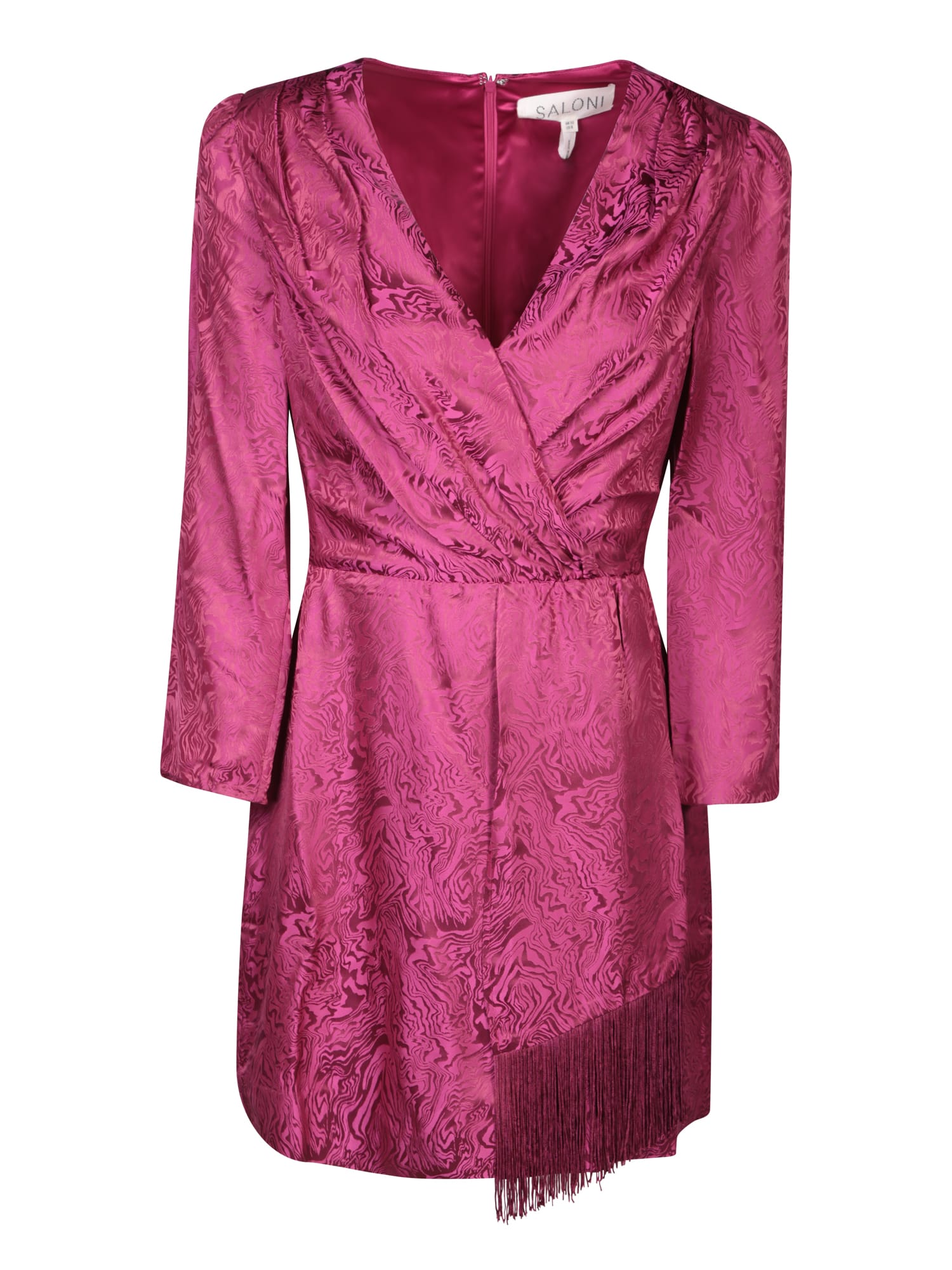 Saloni Fringed Mini Dress Fuchsia