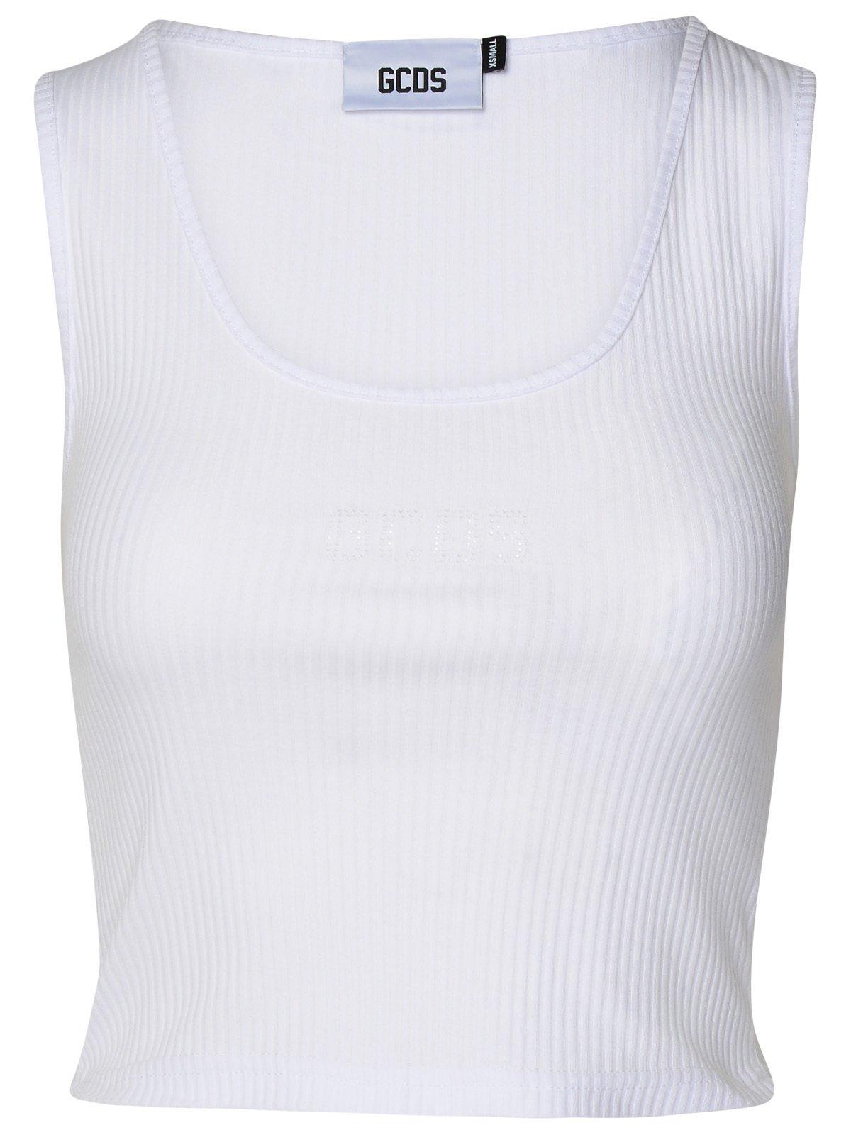GCDS U-neck Logo Embellished Sleeveless Ribbed Top