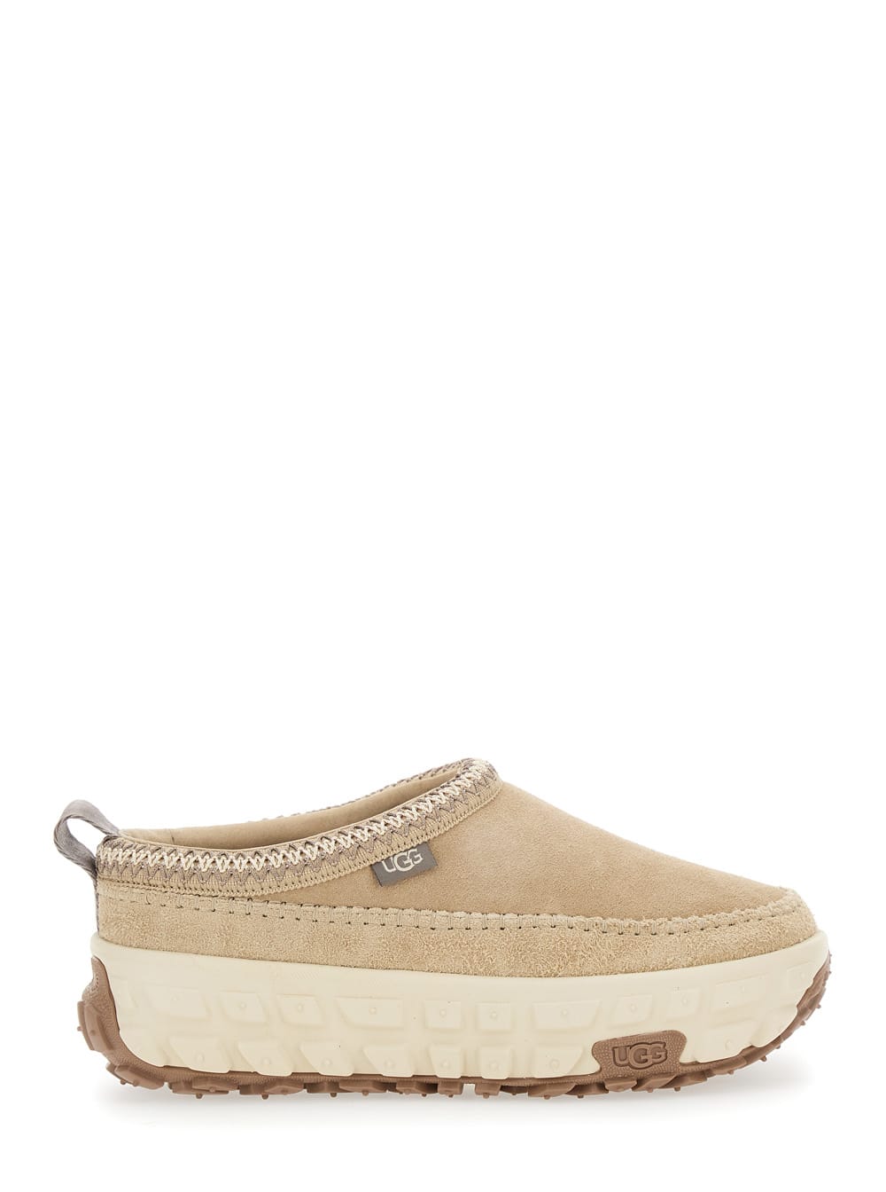 UGG venture Daze Beige Mules With Decorative Stitching And Side Logo Patch In Suede Man