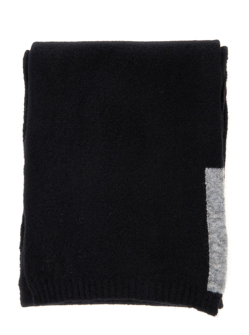 SEMICOUTURE Black Scarf With Contrasting Detail In Wool Woman