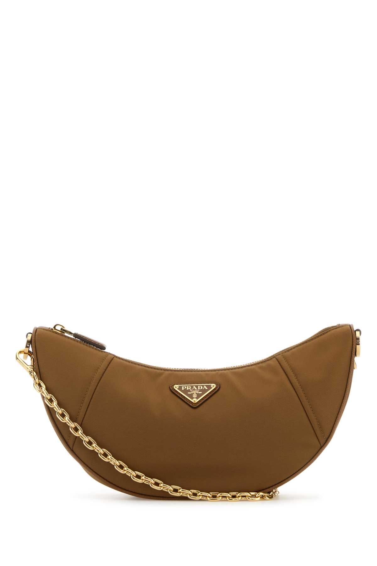 Camel Re-nylon Prada Demi-lune Shoulder Bag