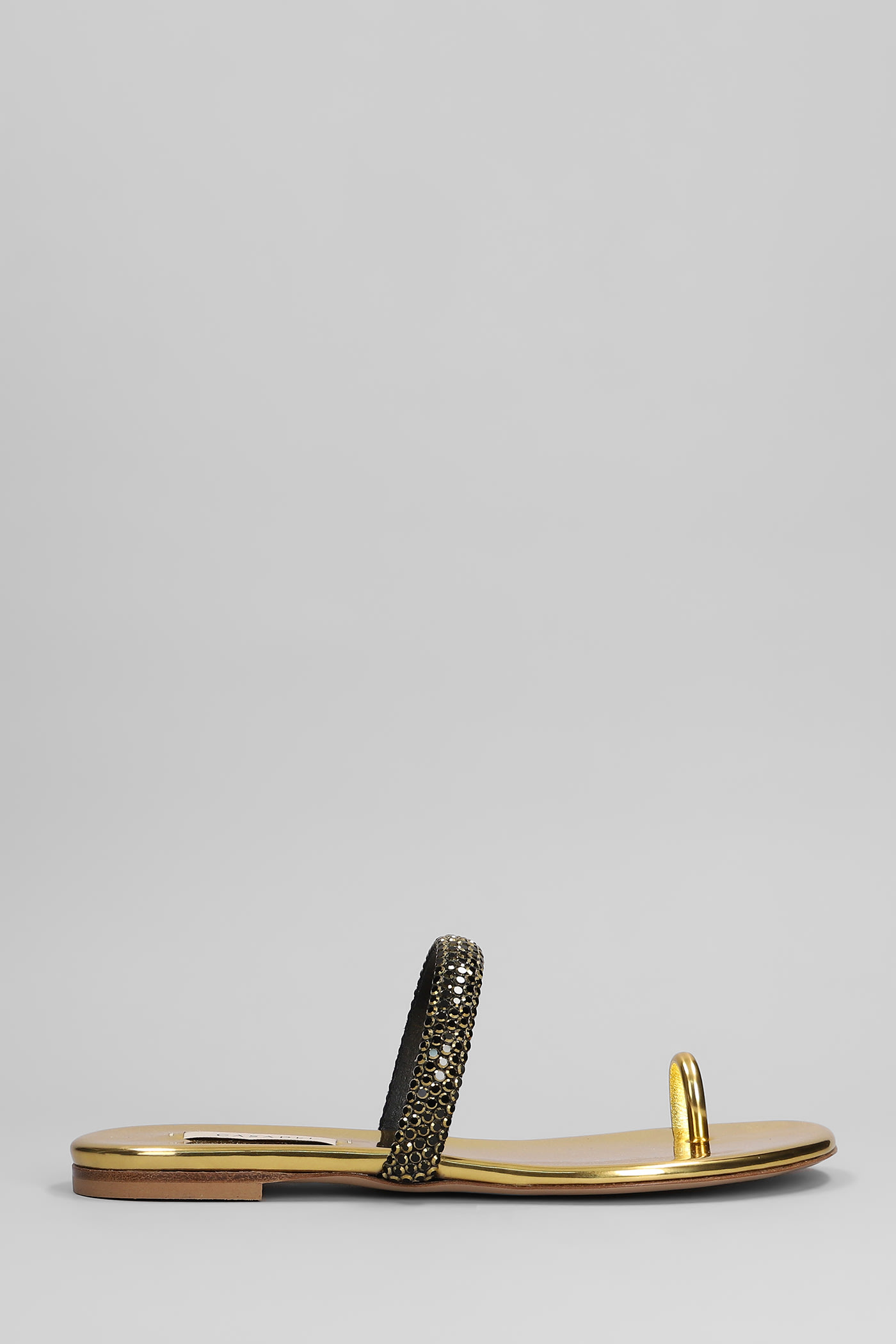Casadei Olympo Flat Flats In Gold Leather