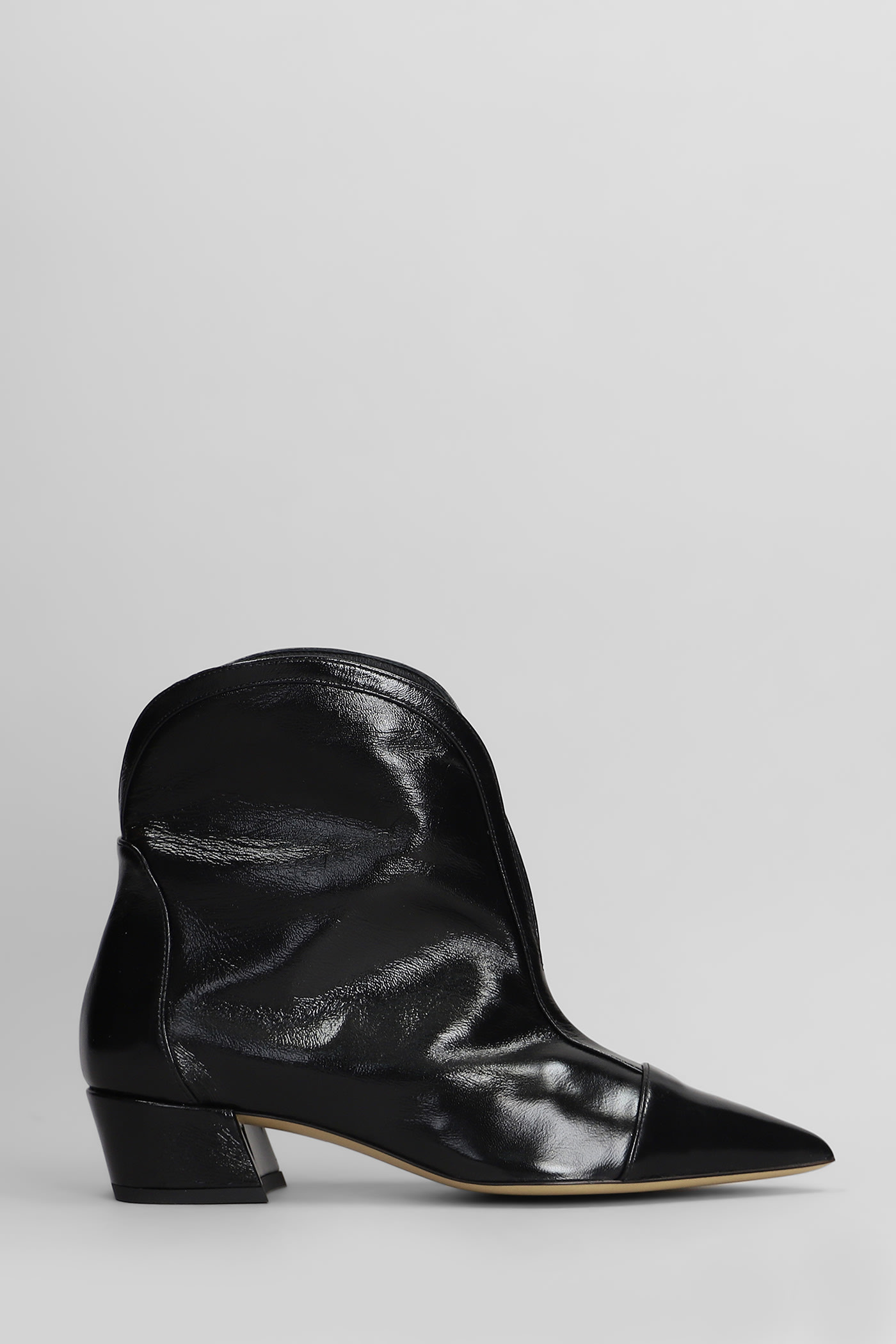 Alchimia High Heels Ankle Boots In Black Leather