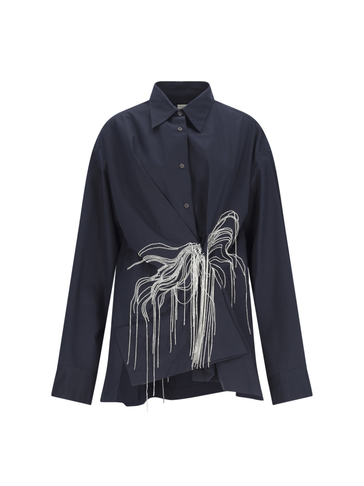 Dries Van Noten Oversized Shirt With Rhinestones