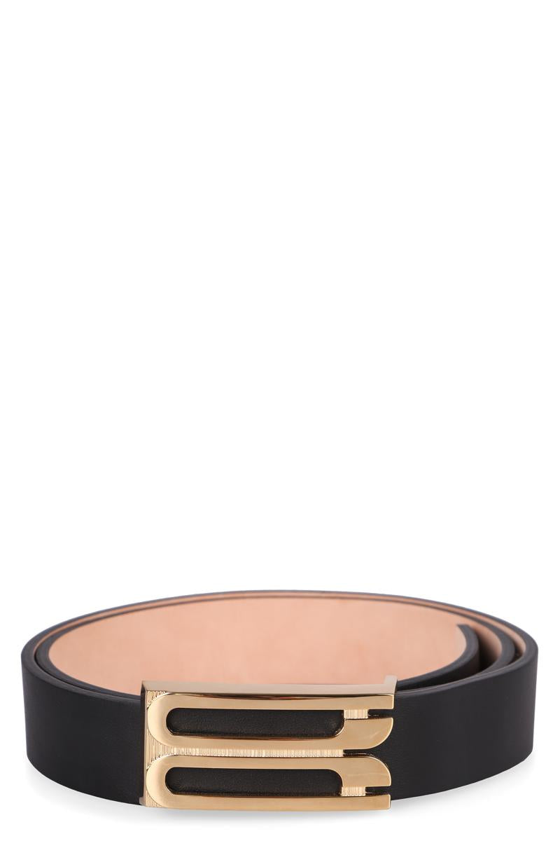 Victoria Beckham Logo扣头牛皮皮带