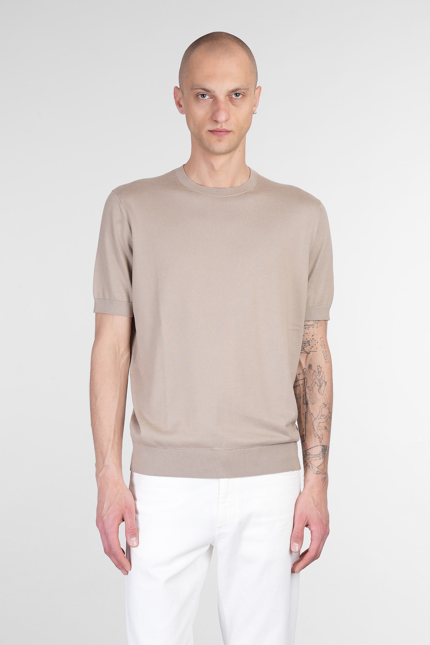 Zegna T-shirt In Taupe Cotton