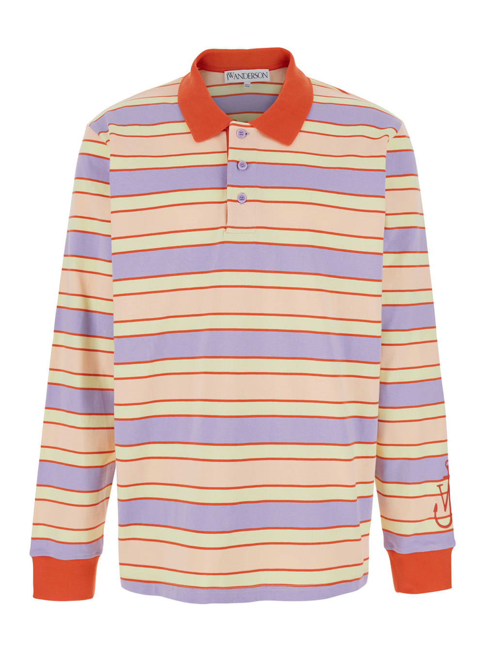 J. W. Anderson Multicolor Polo Shirt With Logo Embroidery On The Sleeve And All-over Striped Motif In Cotton Man
