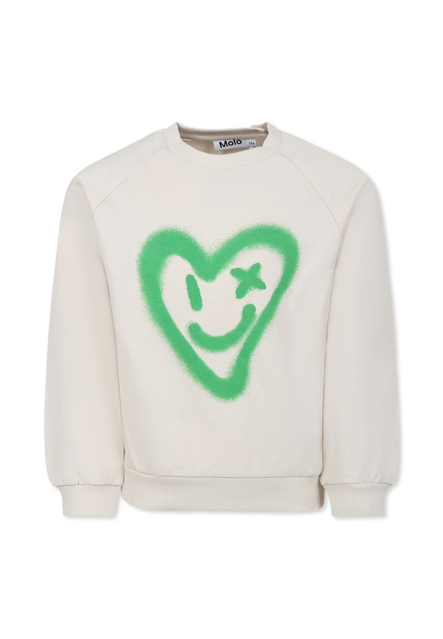 Molo Ivory Sweatshirt For Girl With Heart