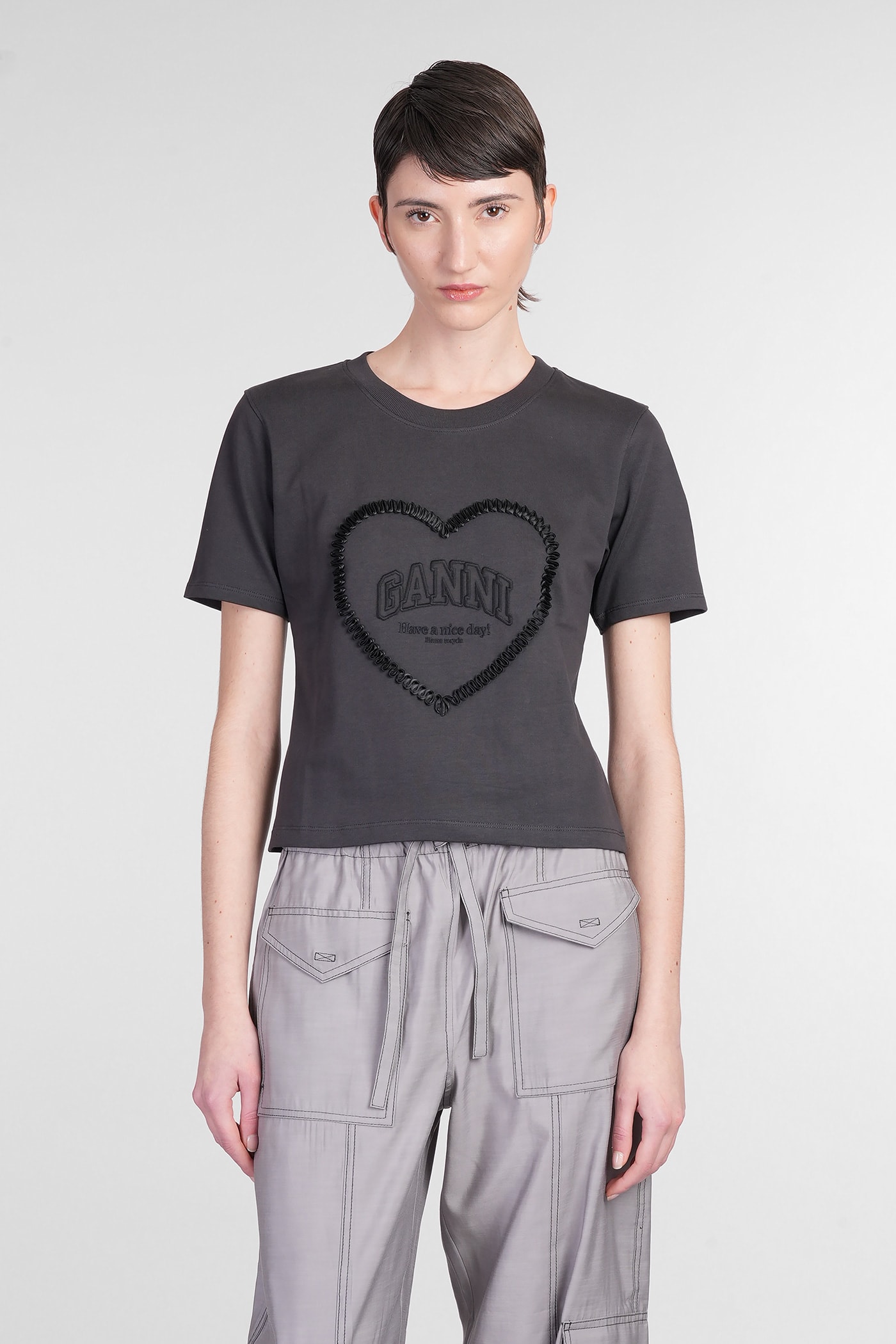 Ganni T-shirt In Black Cotton