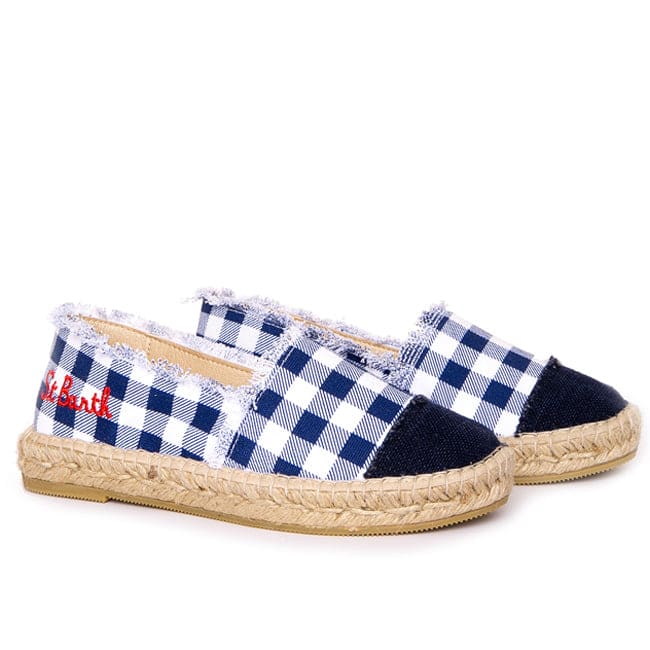 MC2 Saint Barth Gingham Print Canvas Espadrillas With Embroidery
