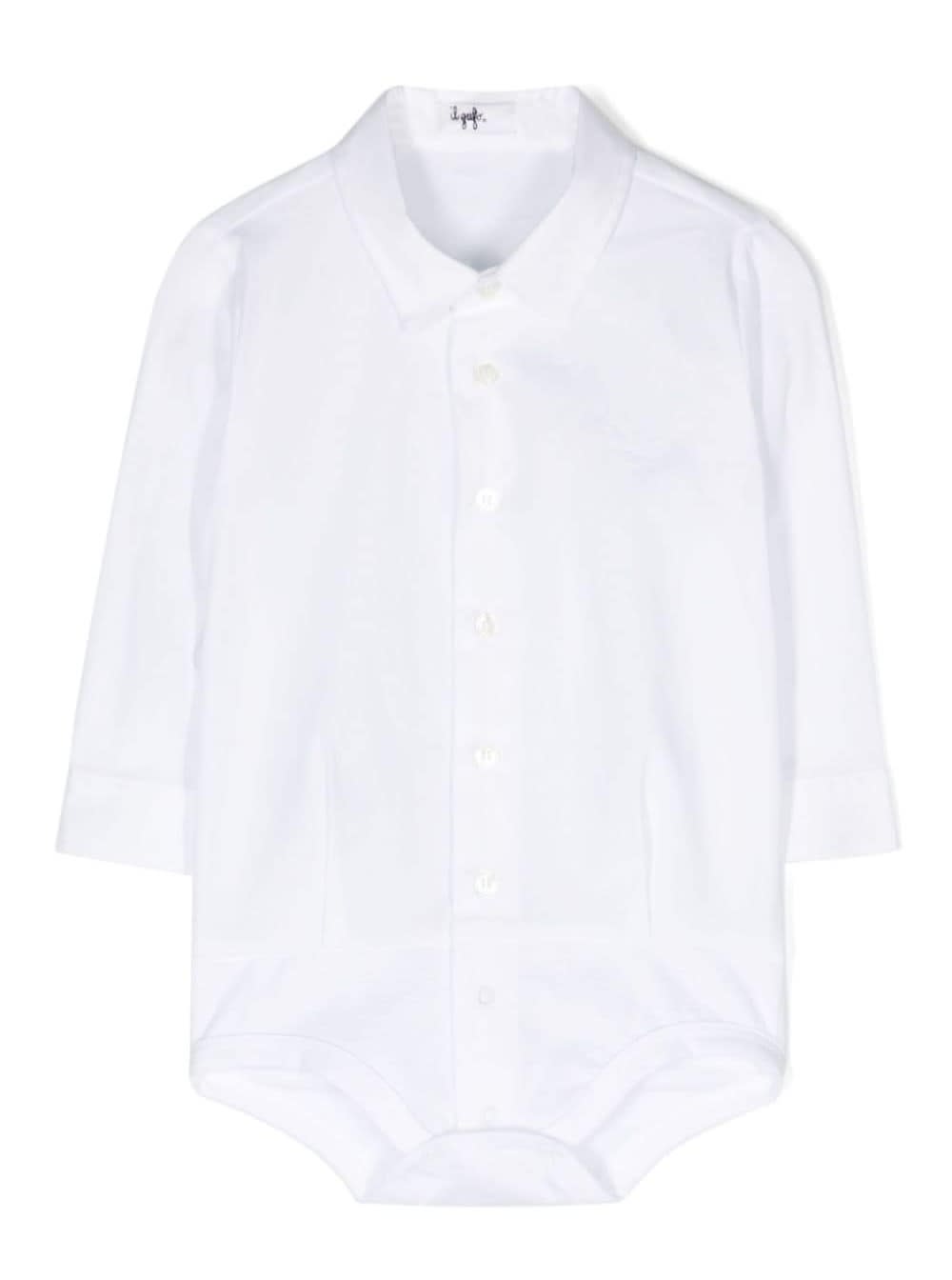 Il Gufo White Romper With Buttons In Stretch Cotton Baby