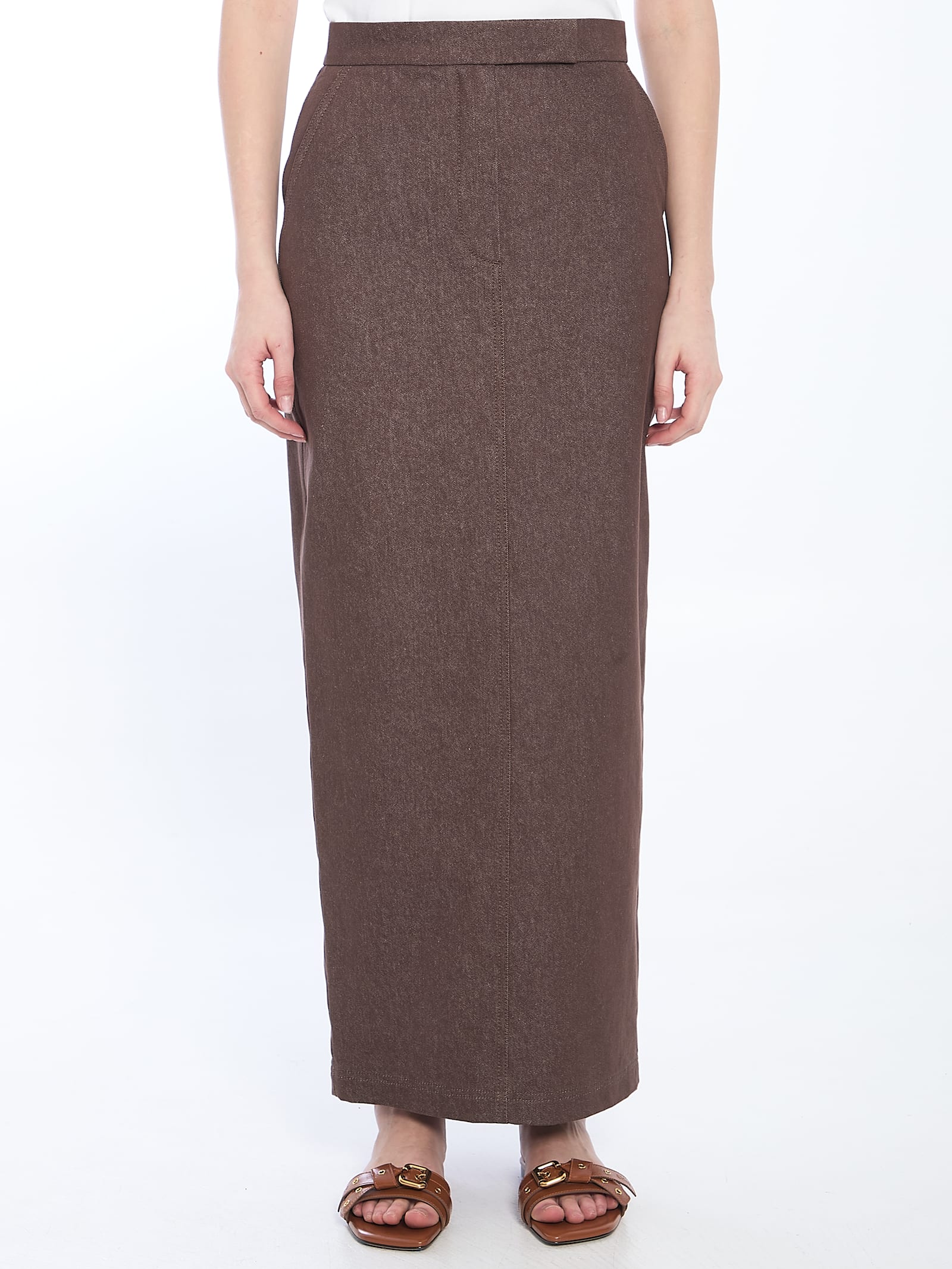 Max Mara Cotton With Denim Effect Long Skirt