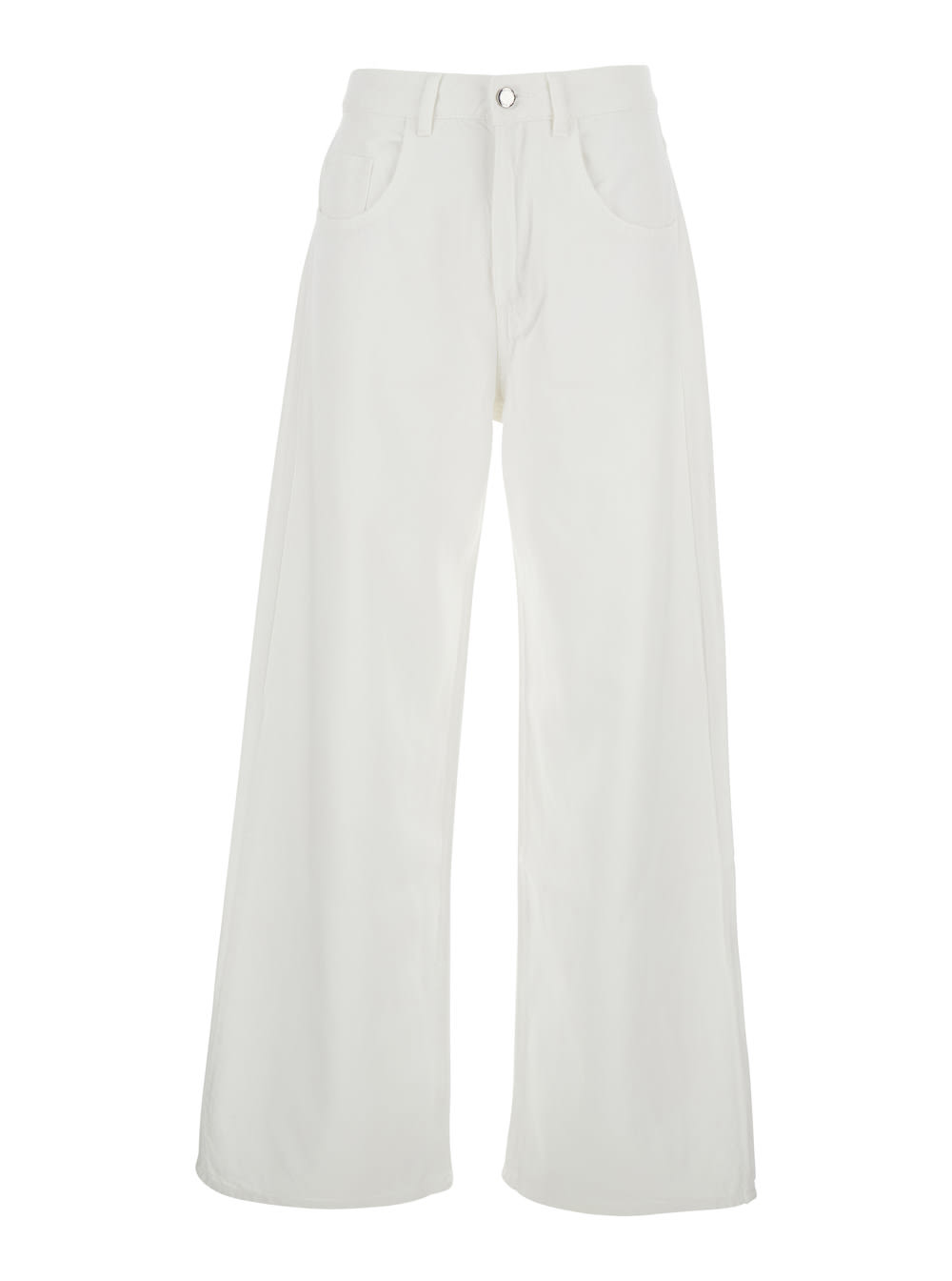 Icon Denim poppy White Jeans With Medium Rise And Logo Patch On The Rear In Denim Woman