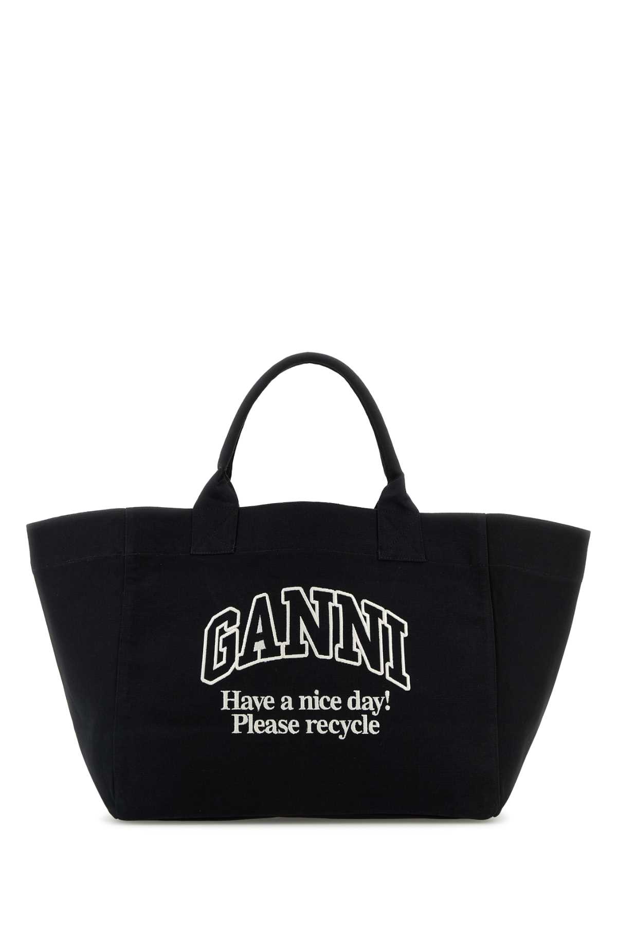 Ganni Black Canvas Shopping Bag