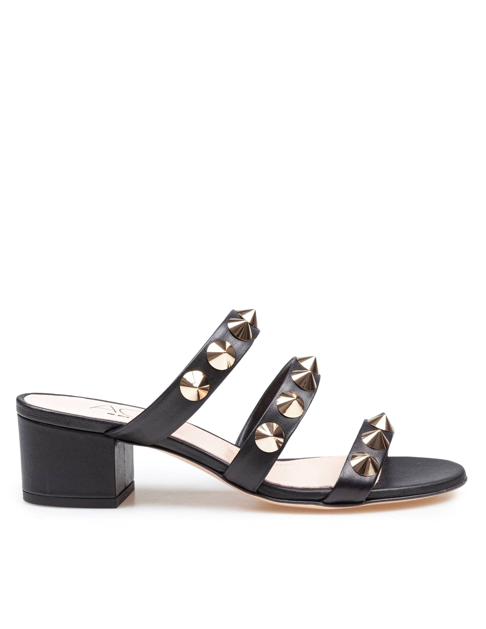 AGL Mule Lala Spike In Black Leather With Applied Studs